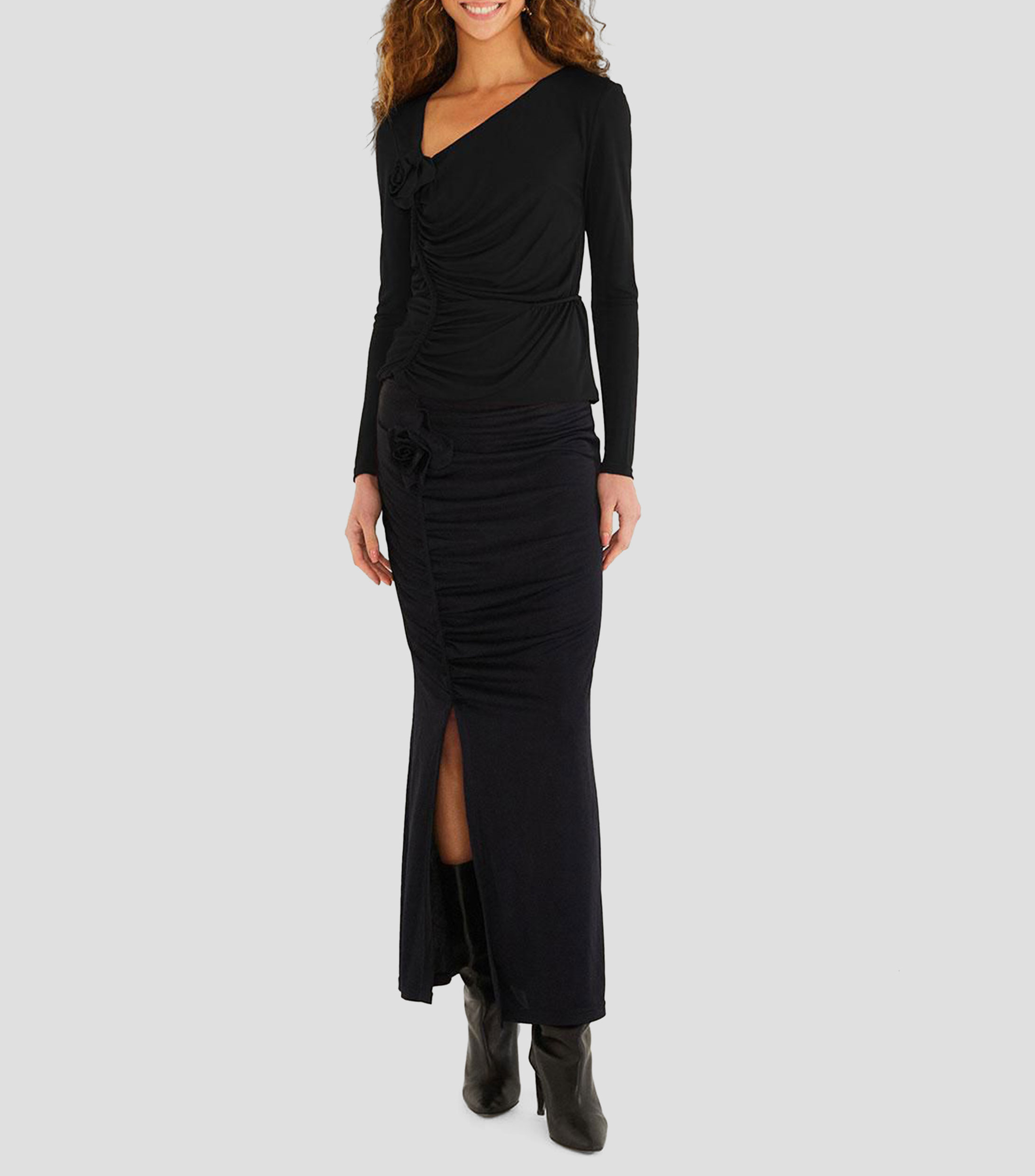 Blusa lisa con manga larga Mujer