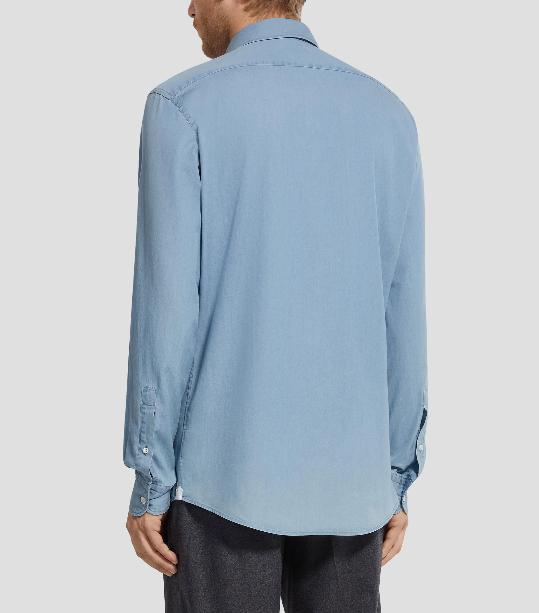Camisa lisa manga larga Hombre