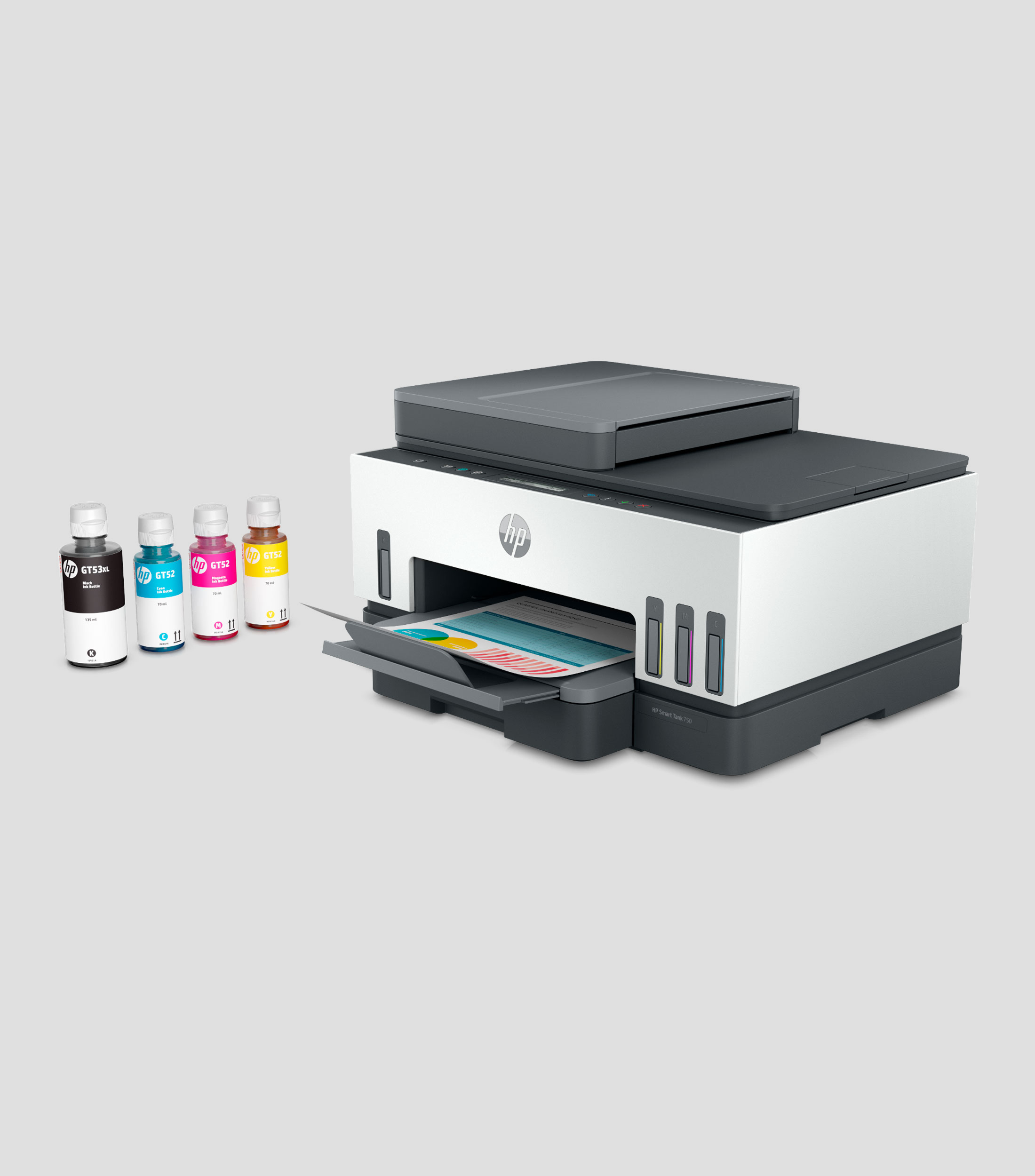 Impresora Multifuncional HP Smart Tank 750 Tinta Continua Color Wi-Fi Smart App Dúplex ADF Alimentador Automático (6UU47A)