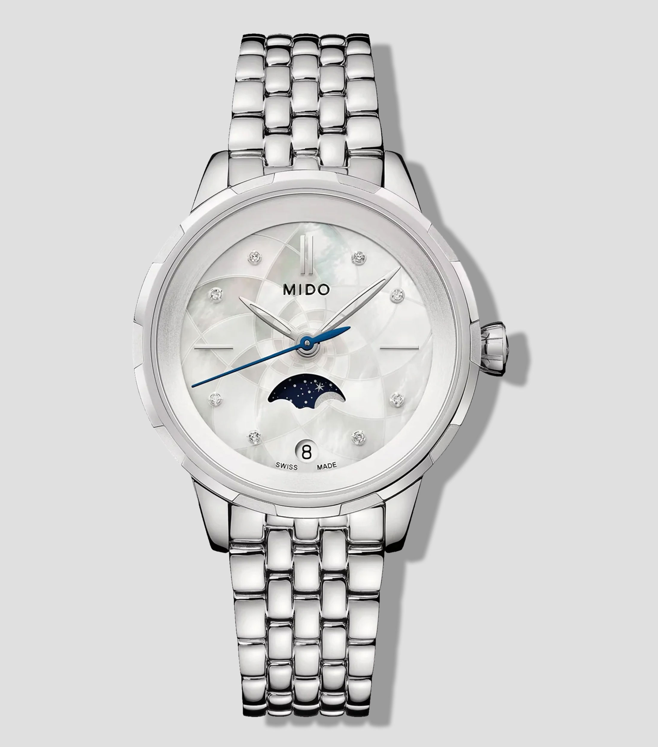 Reloj para mujer Rainflower Moonphase casual, plateado