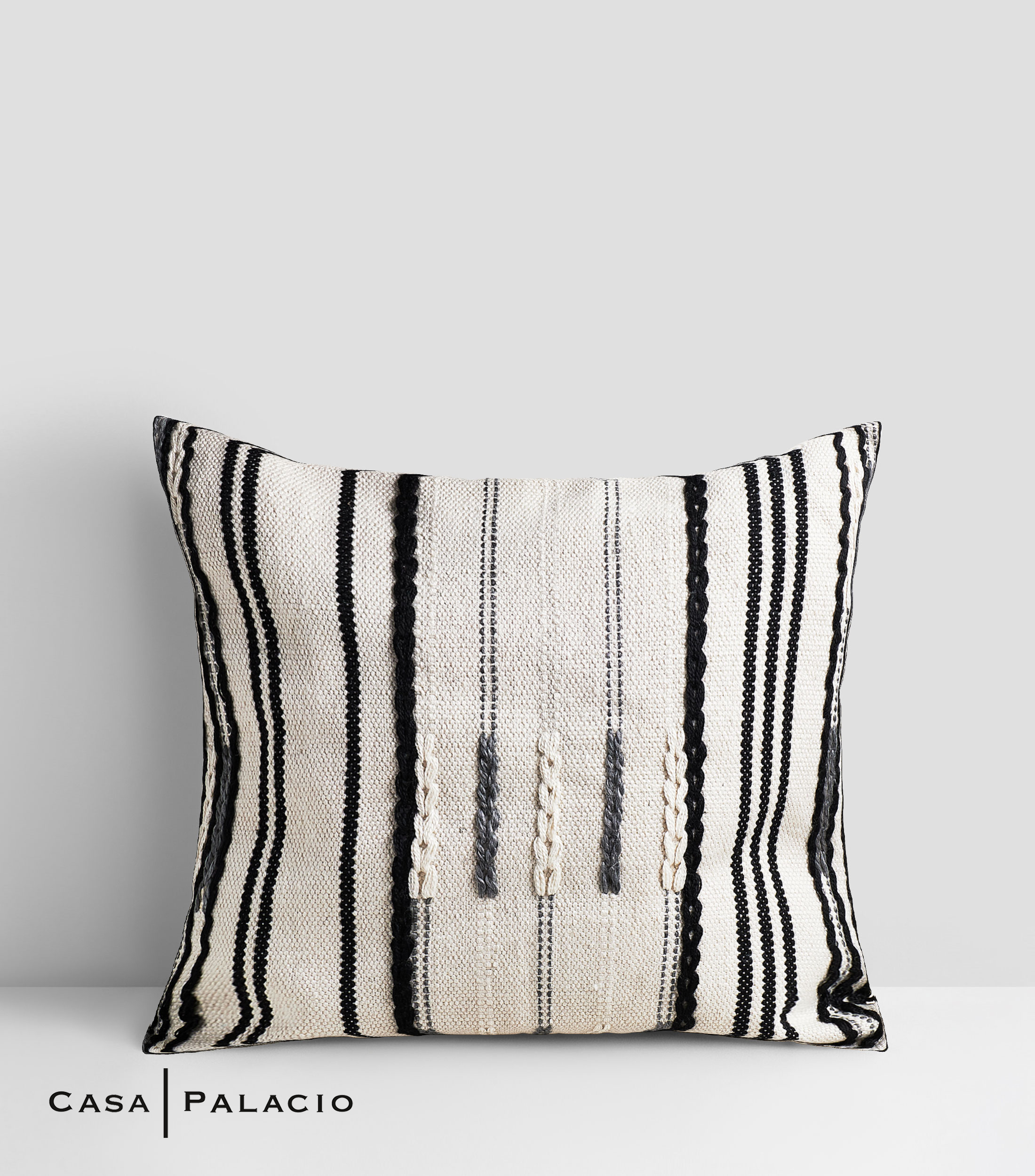 Cojín decorativo Líneas beige/negro