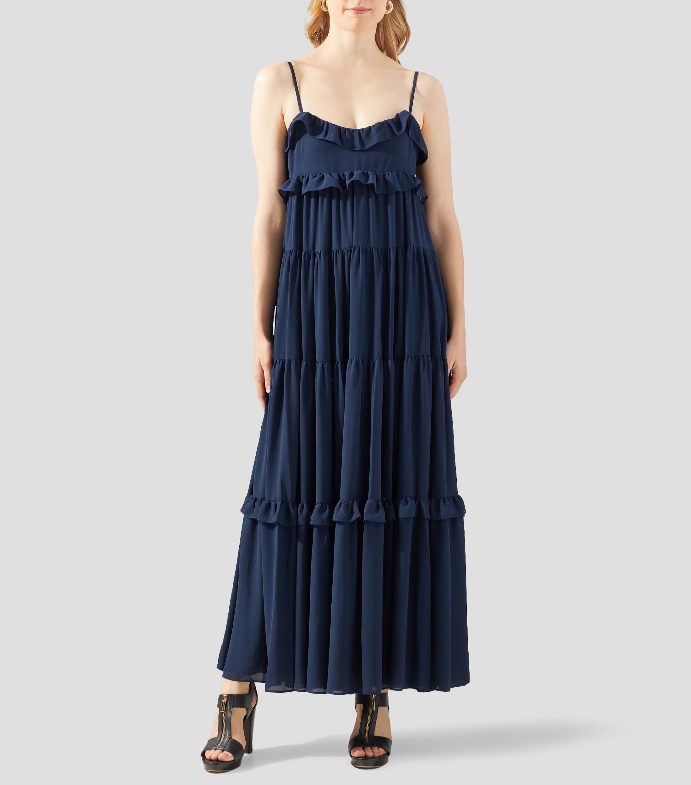 Vestido largo liso Mujer