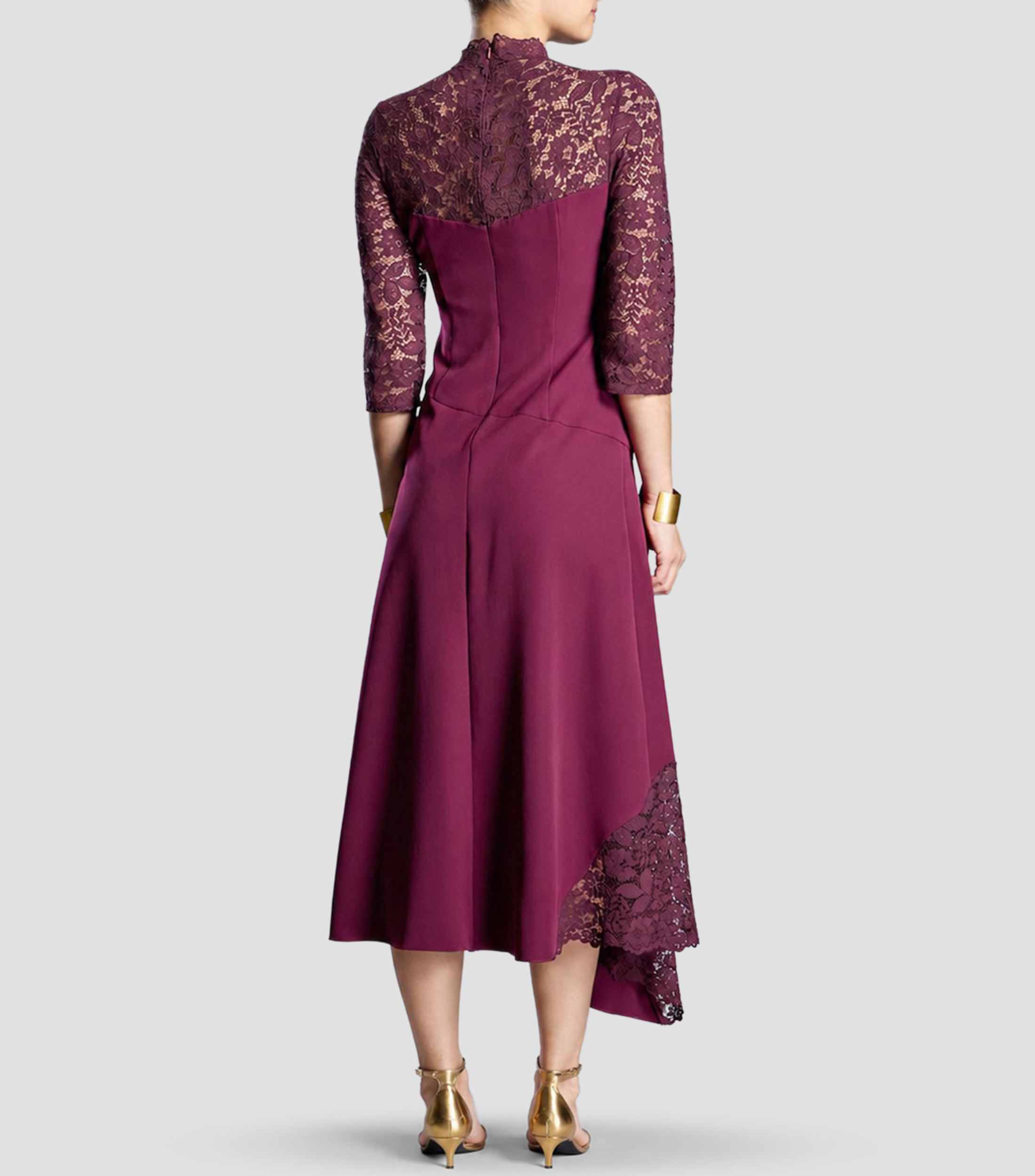 Vestido largo manga 3/4 liso Mujer