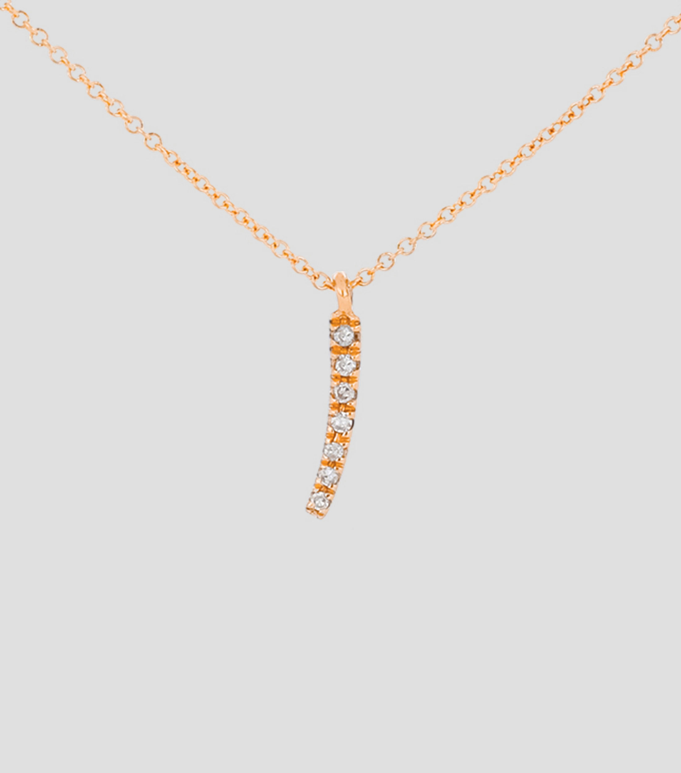 Dije con cadena Letra I en Oro rosa de 14 kilates Iniciales con diamantes Mujer
