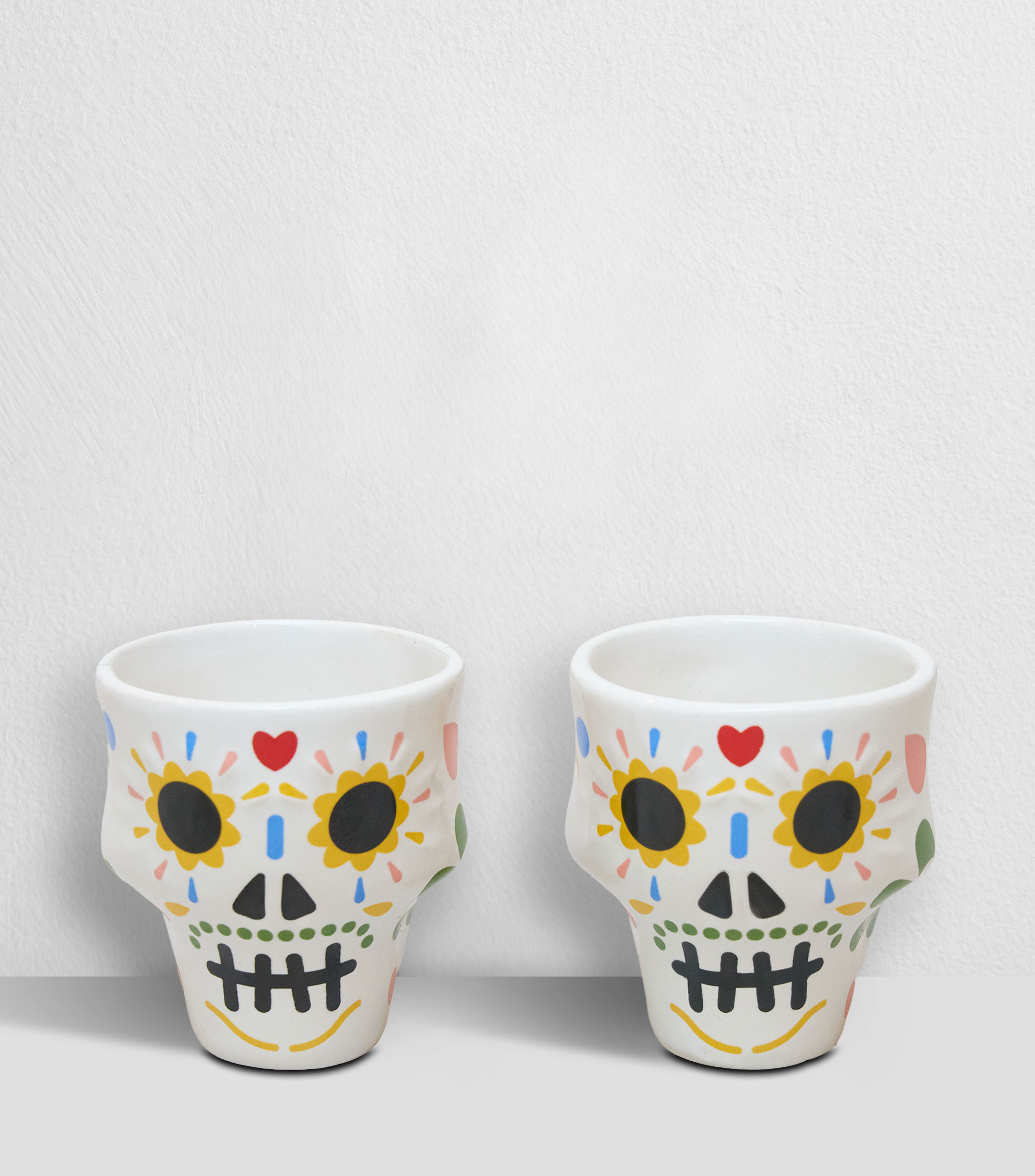 Vasos Tequileros Calavera en Cristal
