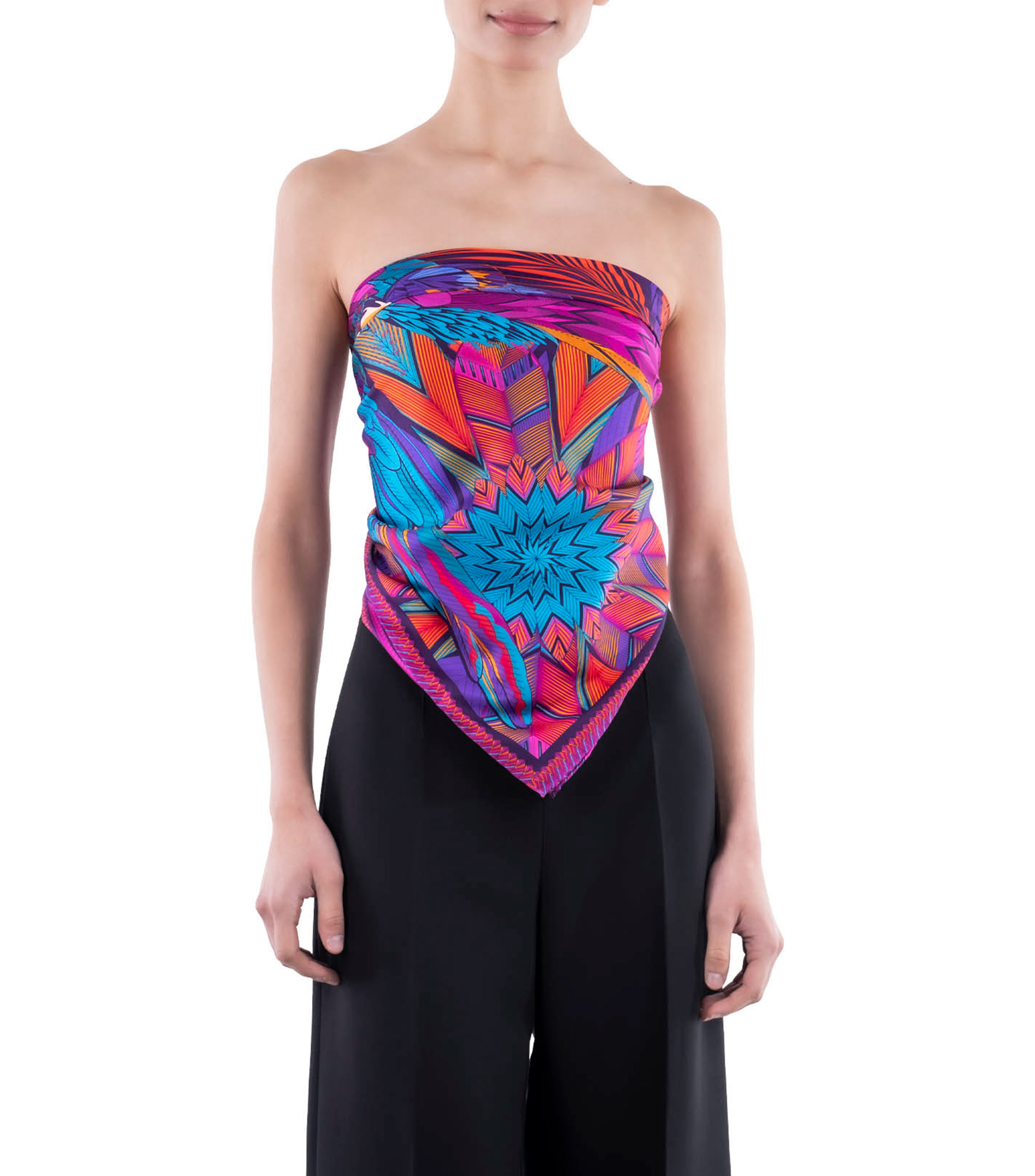 Mascada de seda estampada Mujer