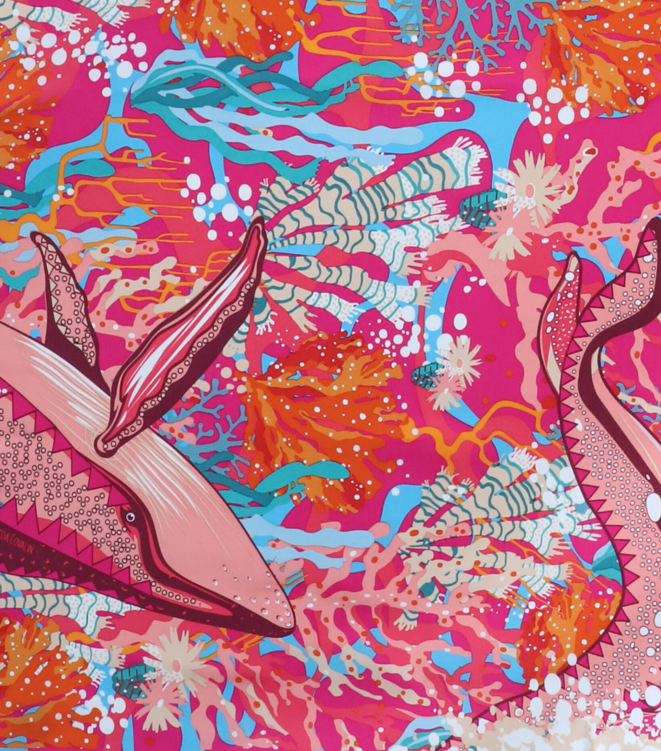 Mascada multicolor con ballenas Mujer