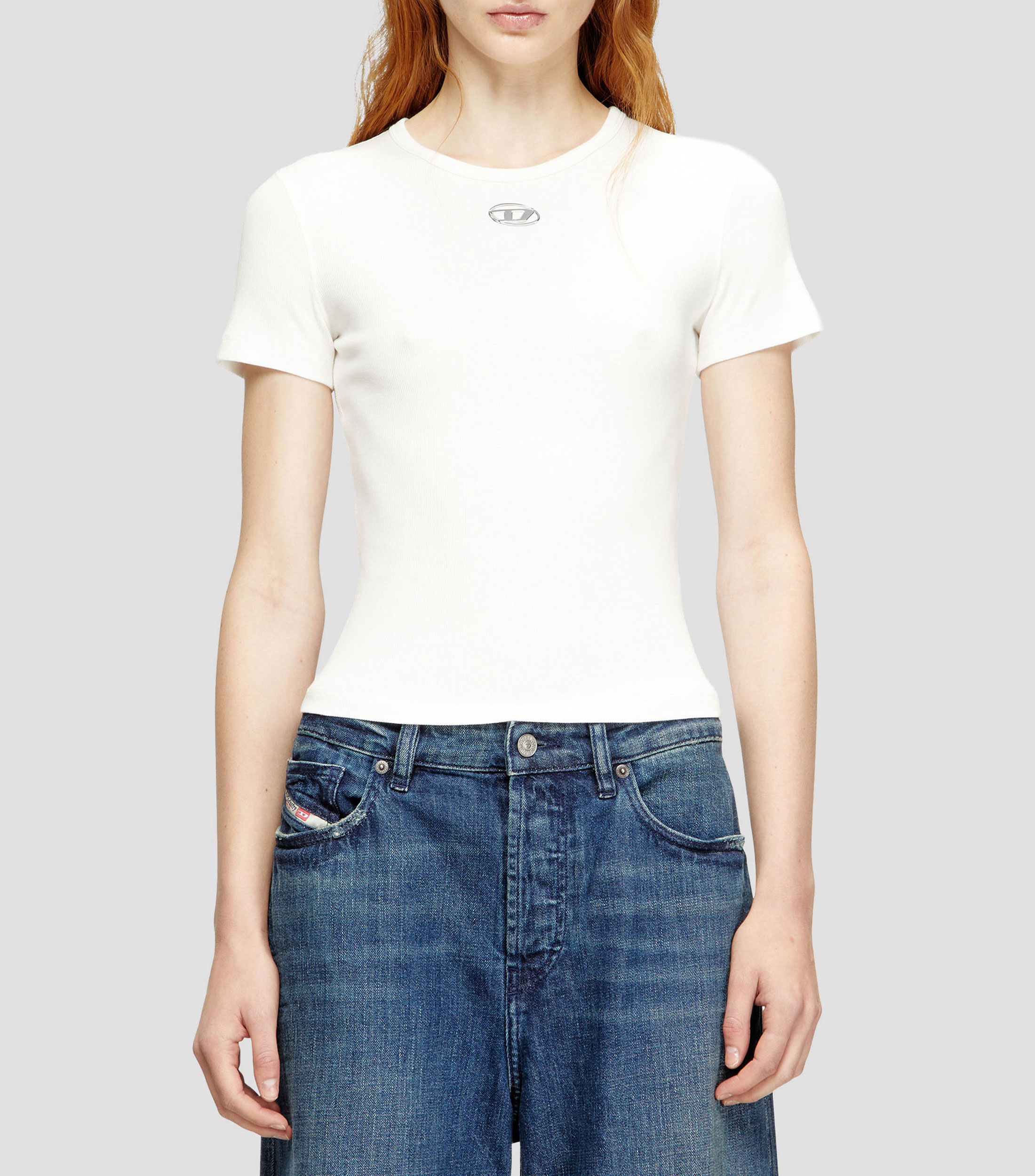 Playera cuello redondo manga corta lisa Mujer