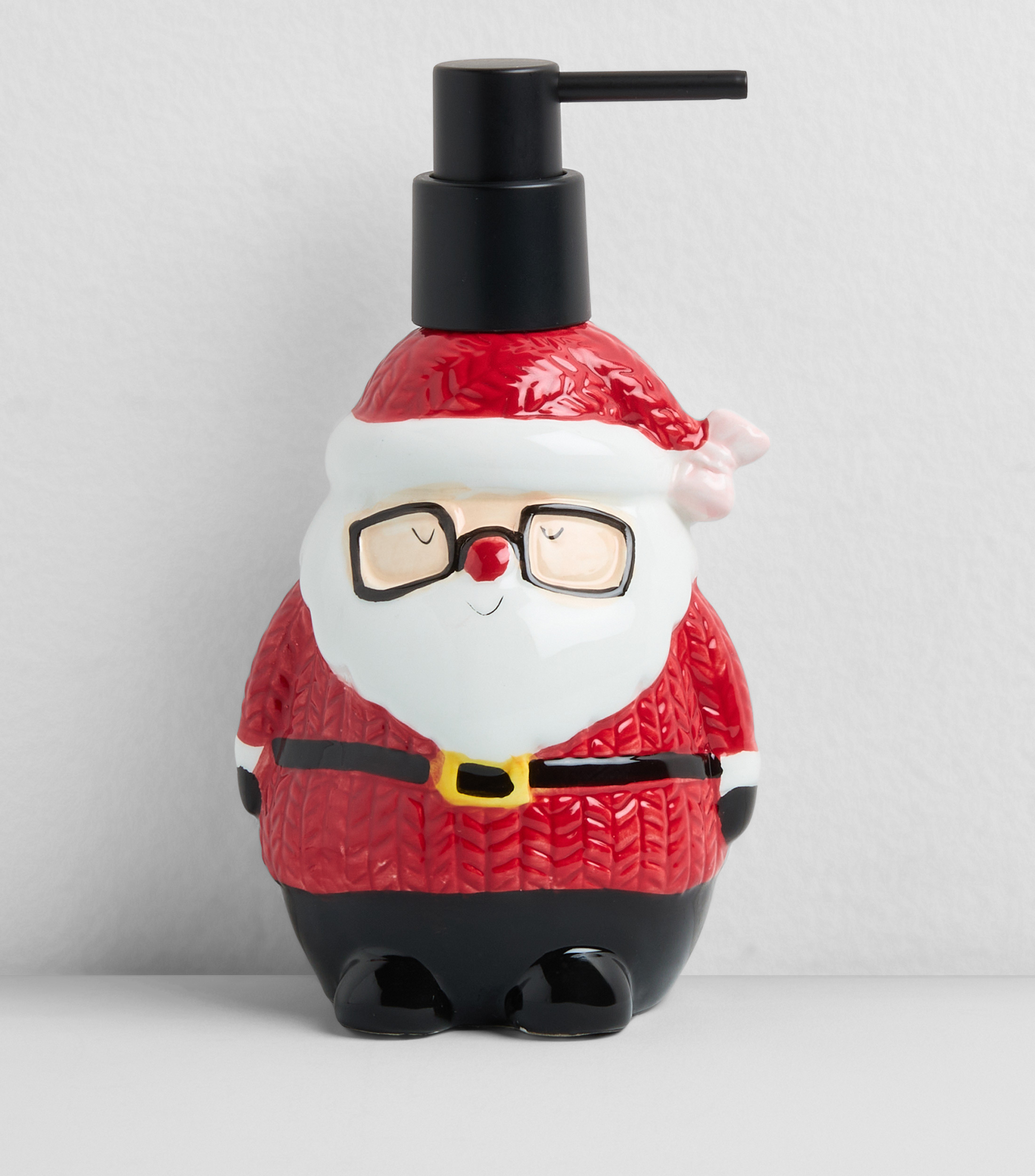 Dispensador de Jabón Santa Claus con Lentes en Cerámica