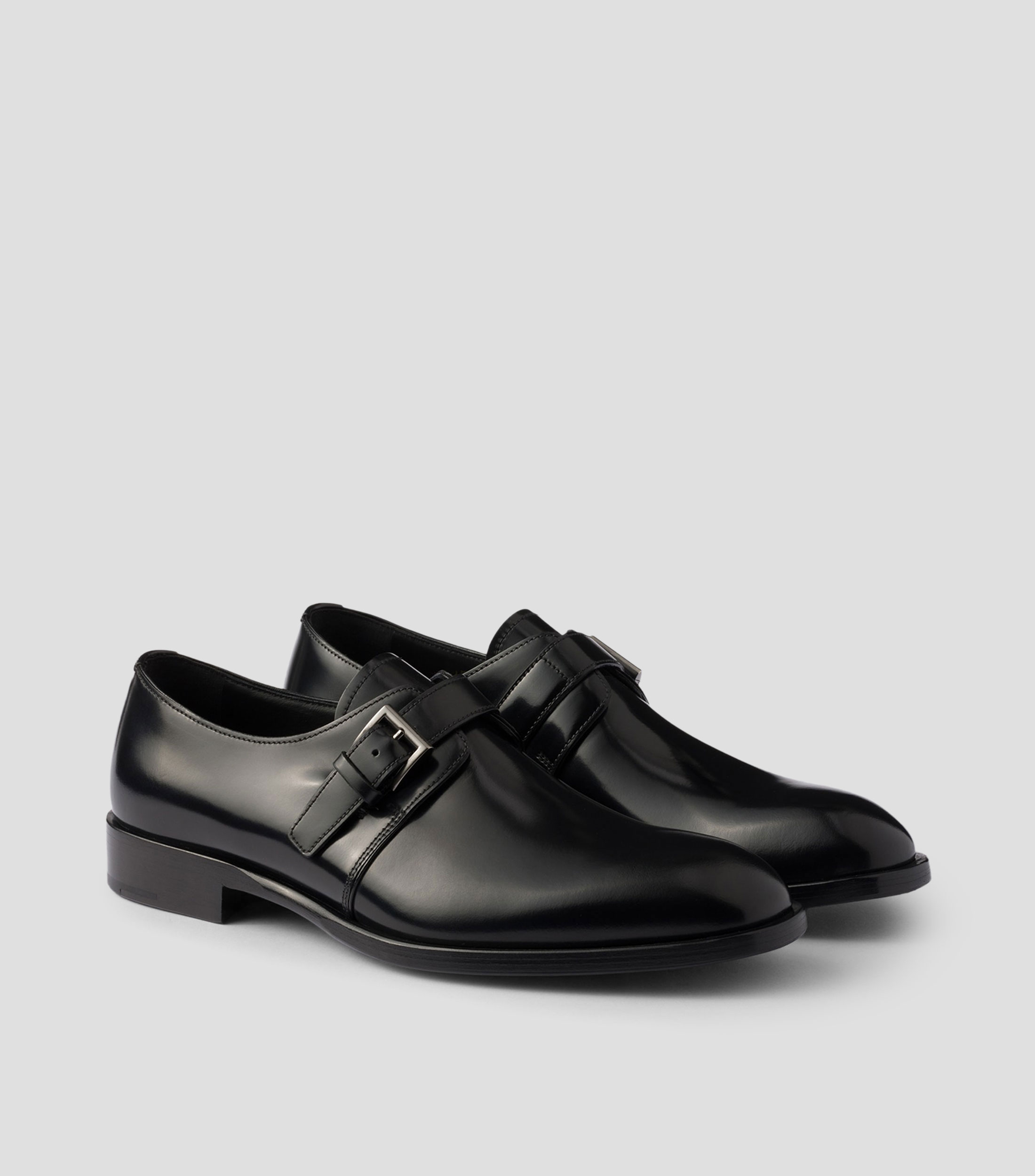 Zapatos Derby de piel cepillada con hebilla Hombre