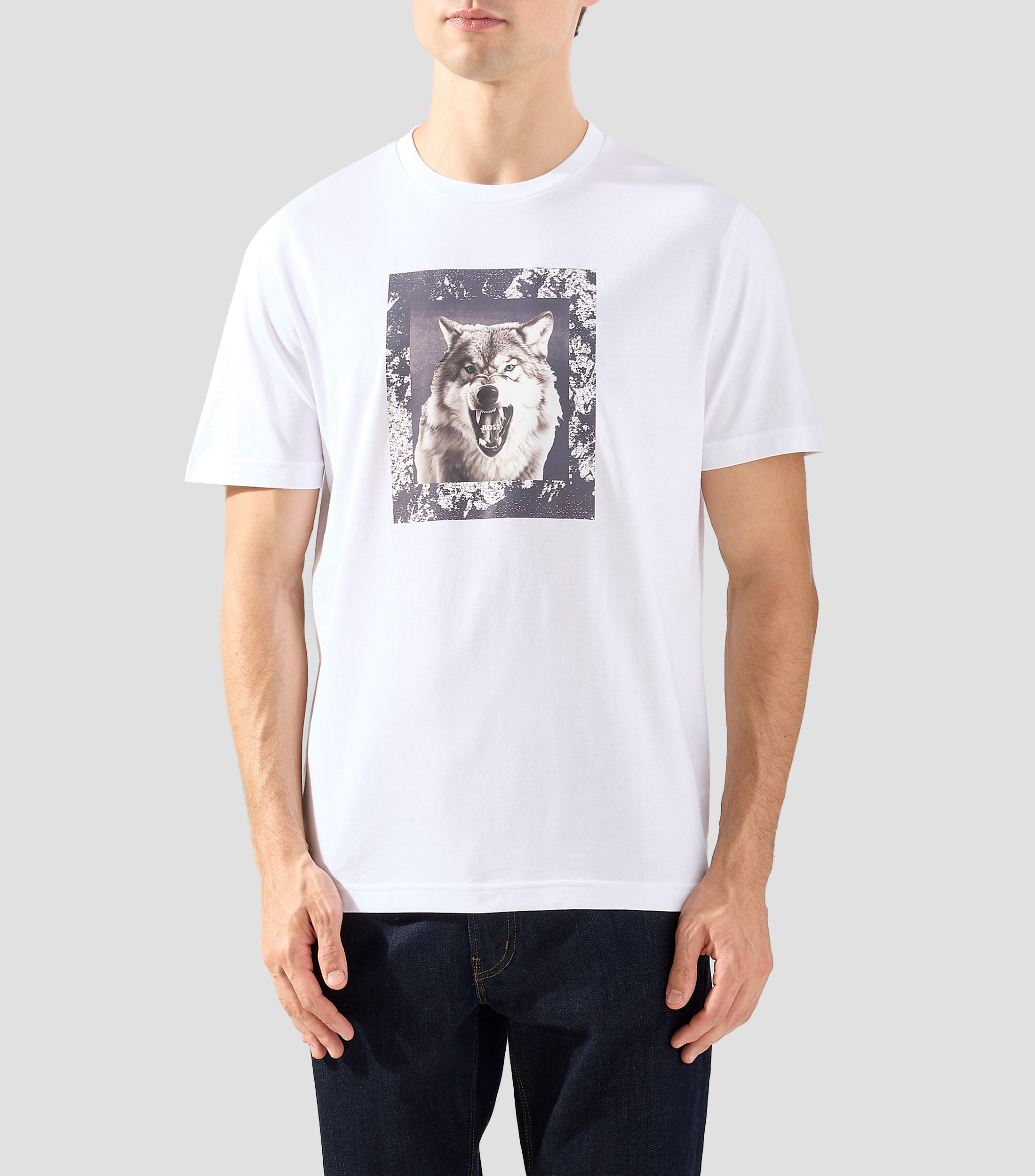 Playera de cuello redondo con manga corta estampada Hombre