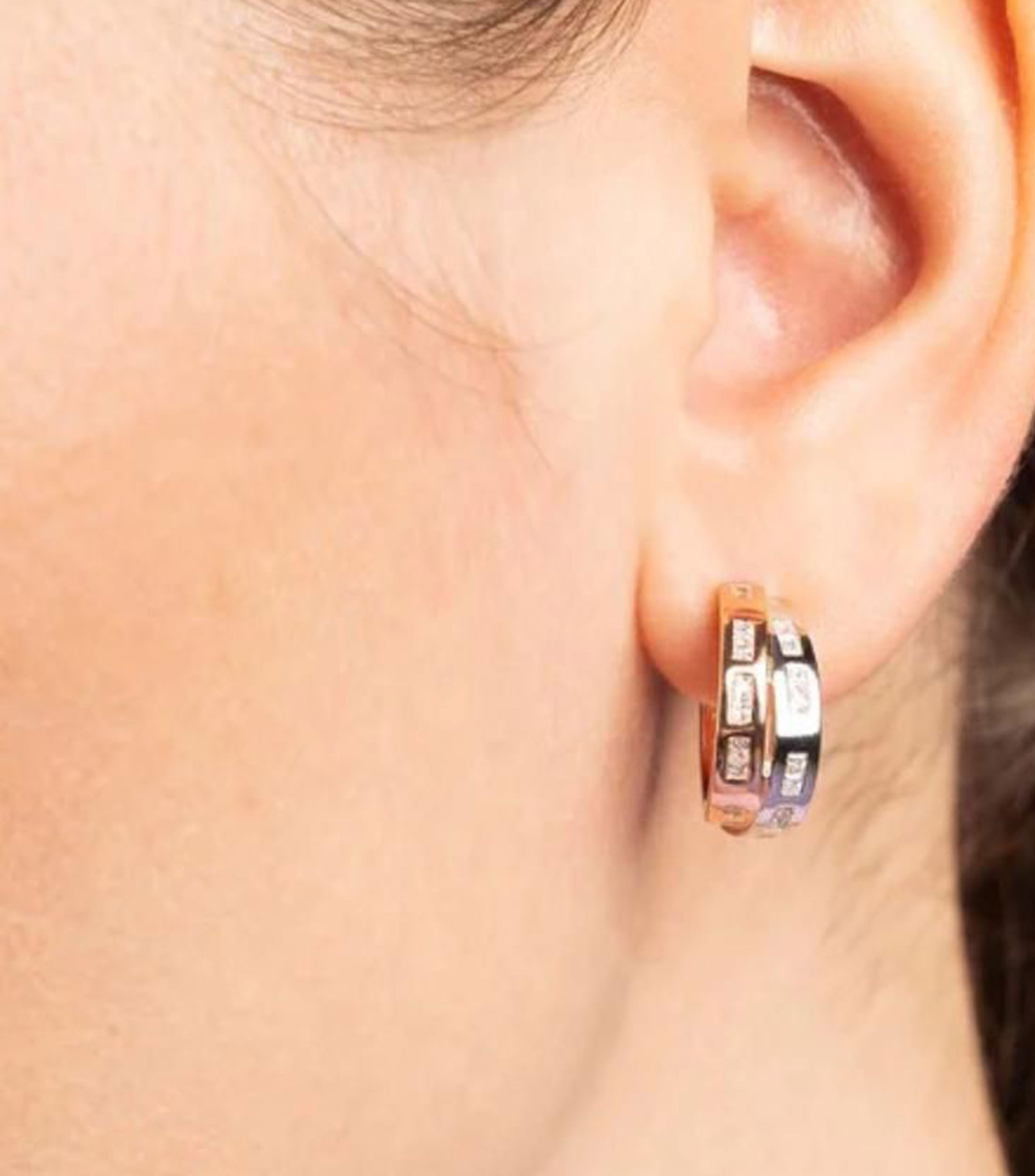 Aretes Morse Code Toi Moi con circonita Mujer