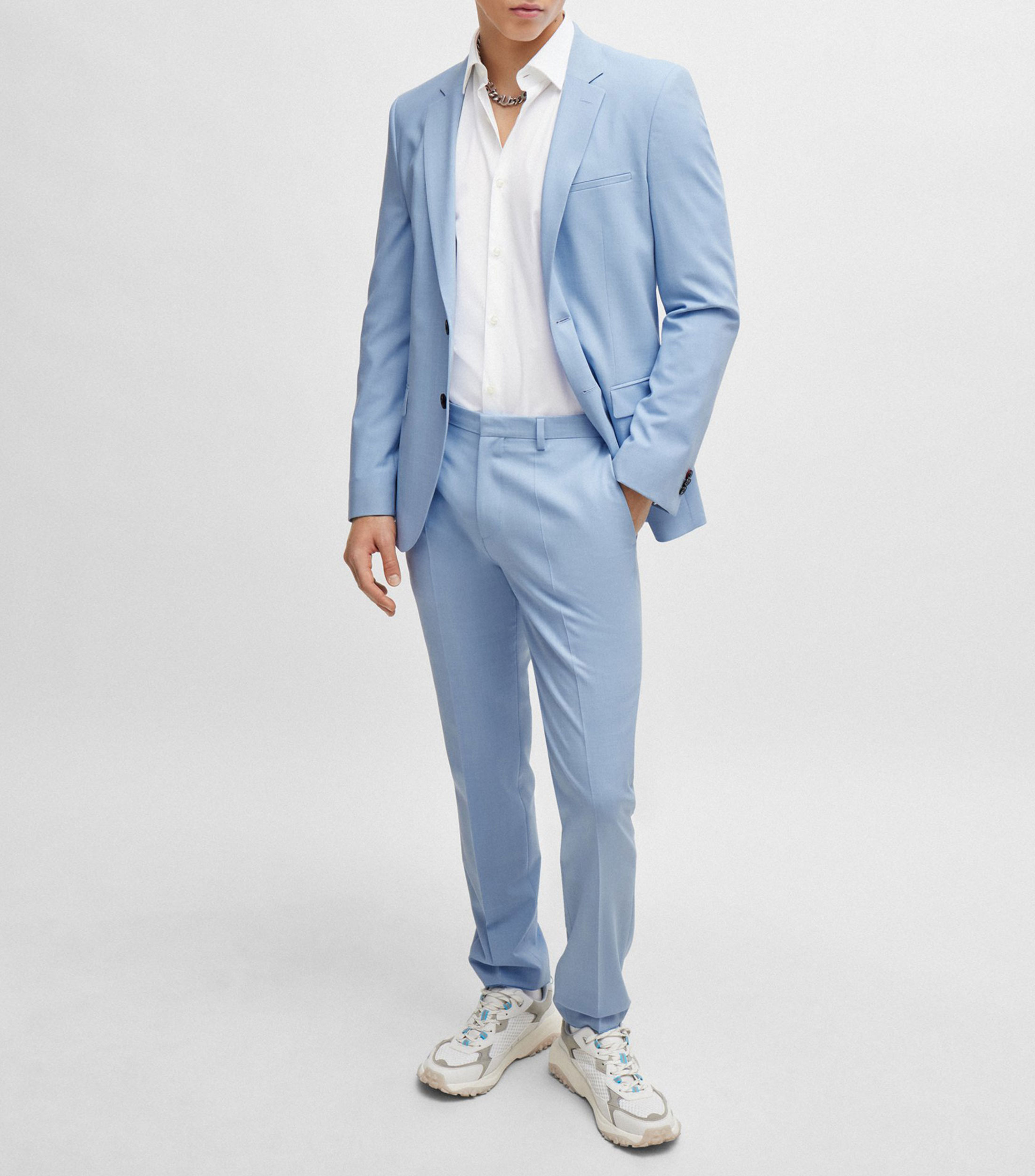 Camisa de vestir Hugo slim fit en popelin de algodon Hombre