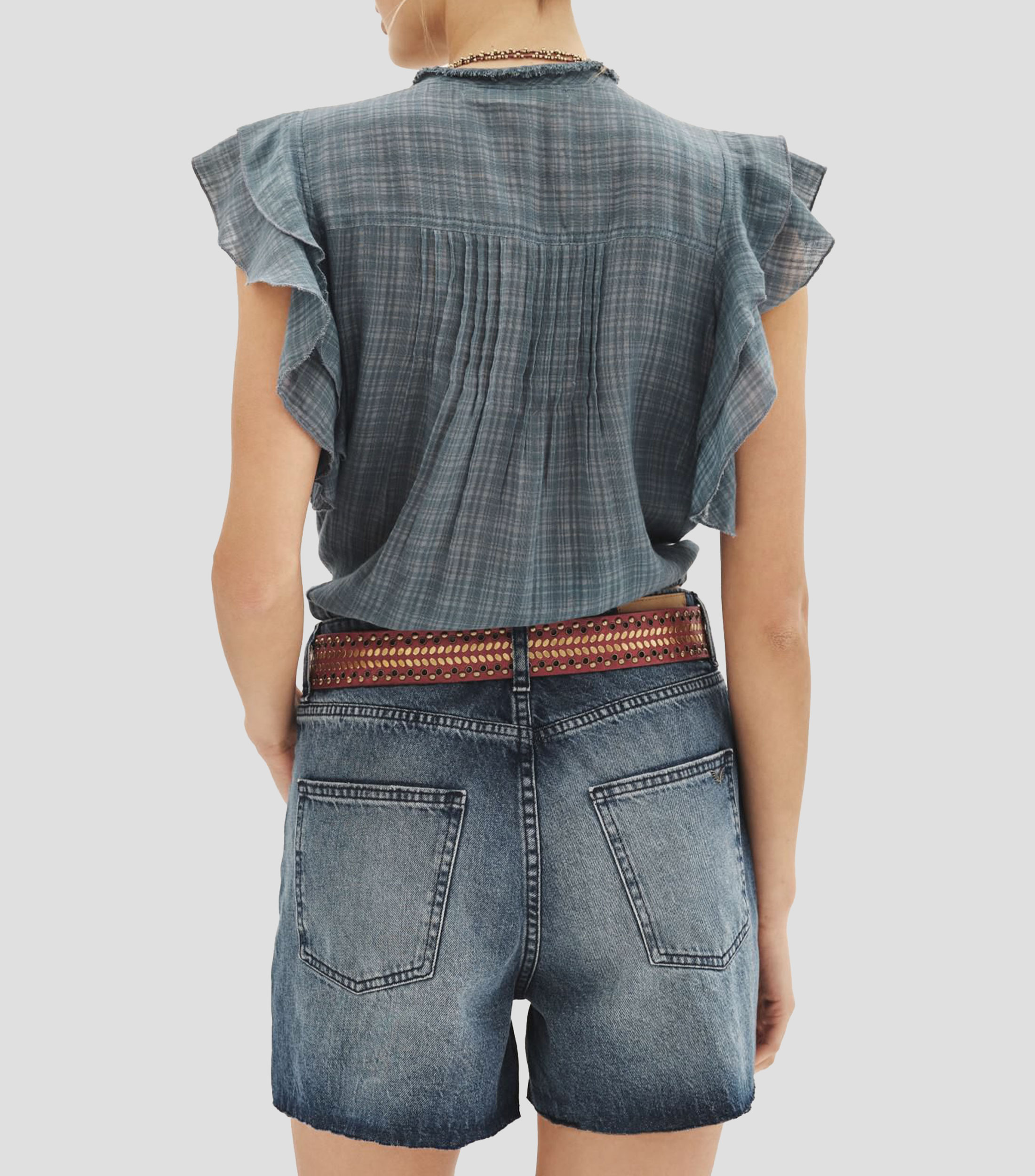 Blusa estampada manga corta Mujer
