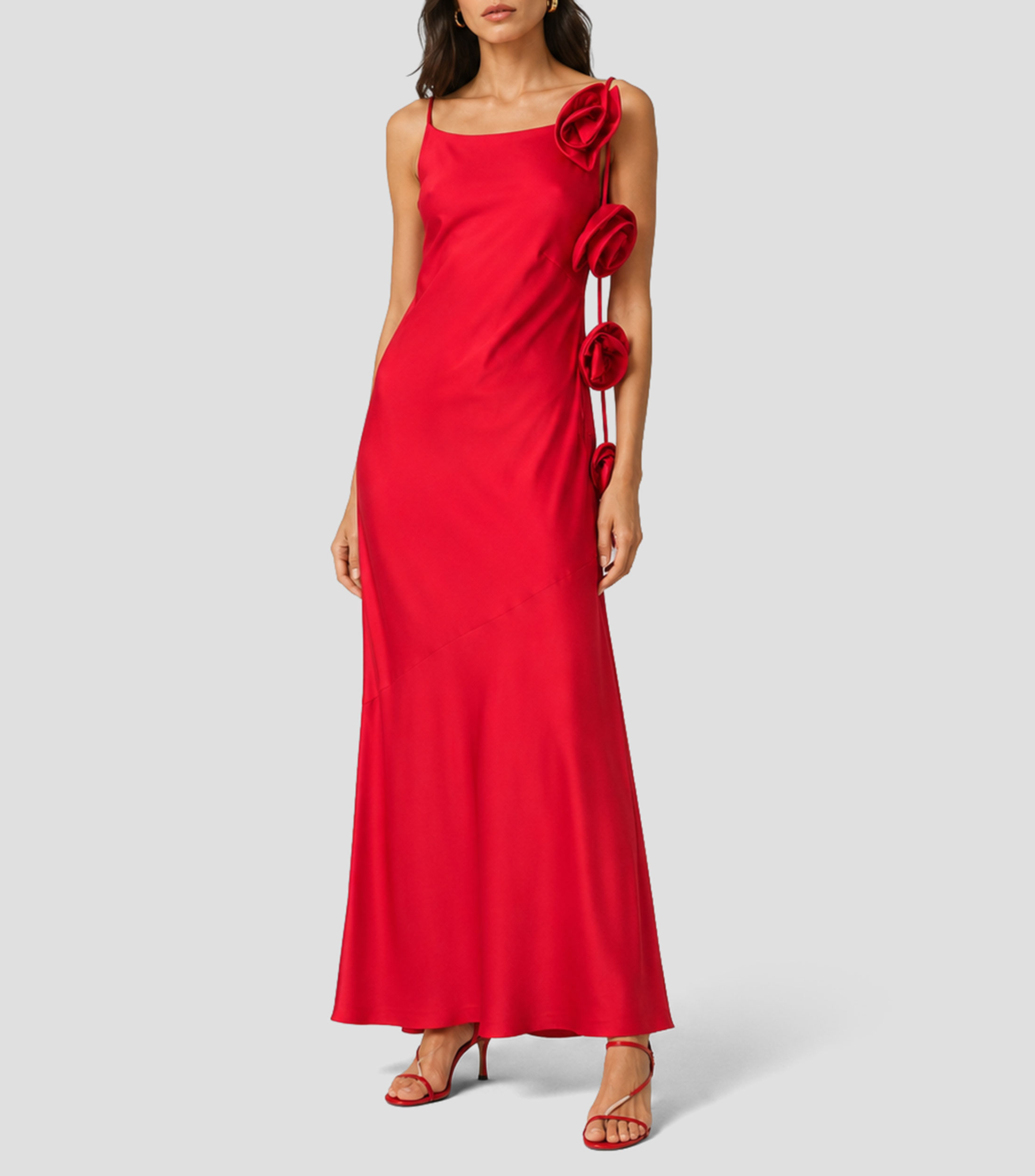 Vestido largo liso Mujer