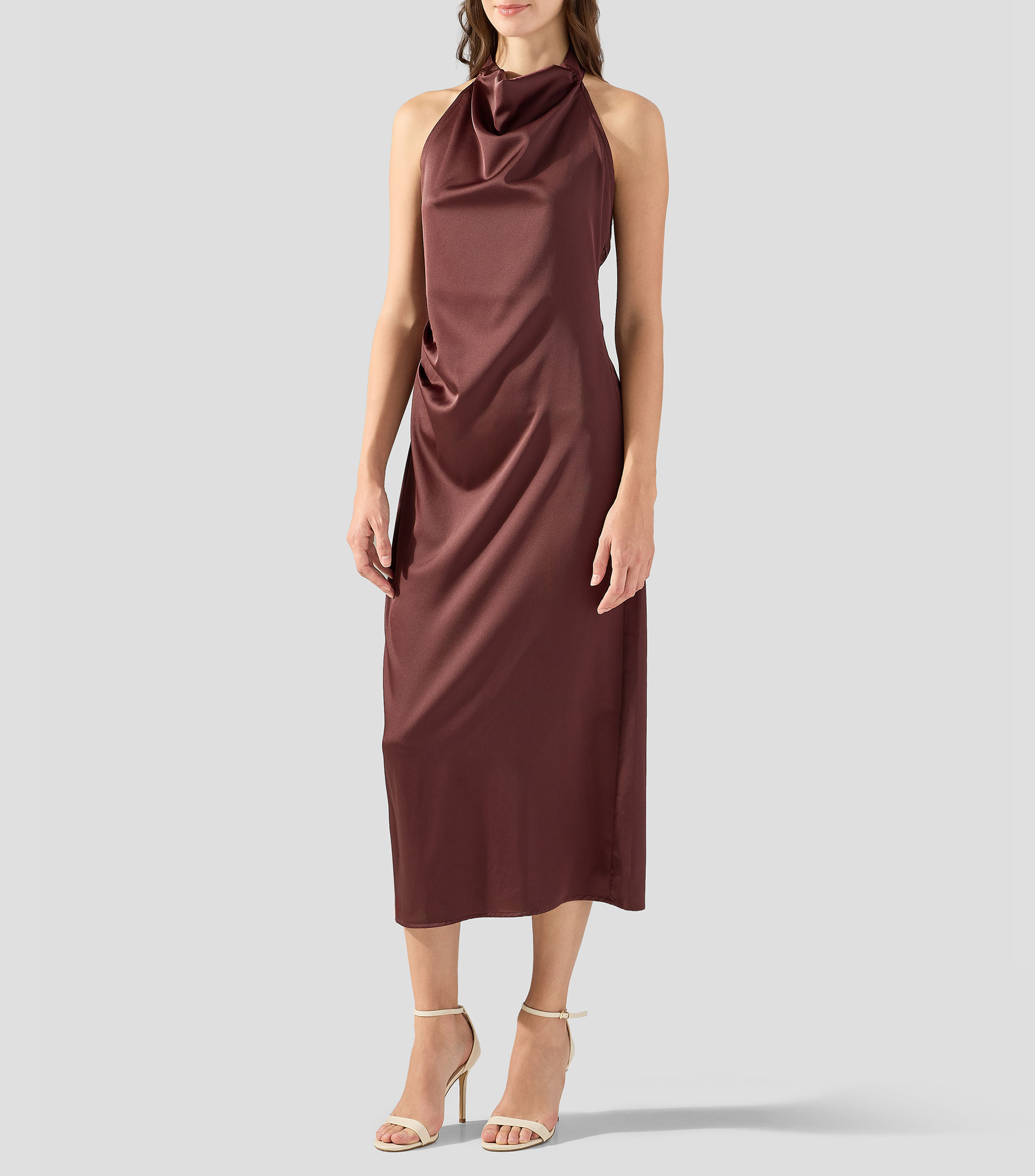 Vestido largo liso Mujer
