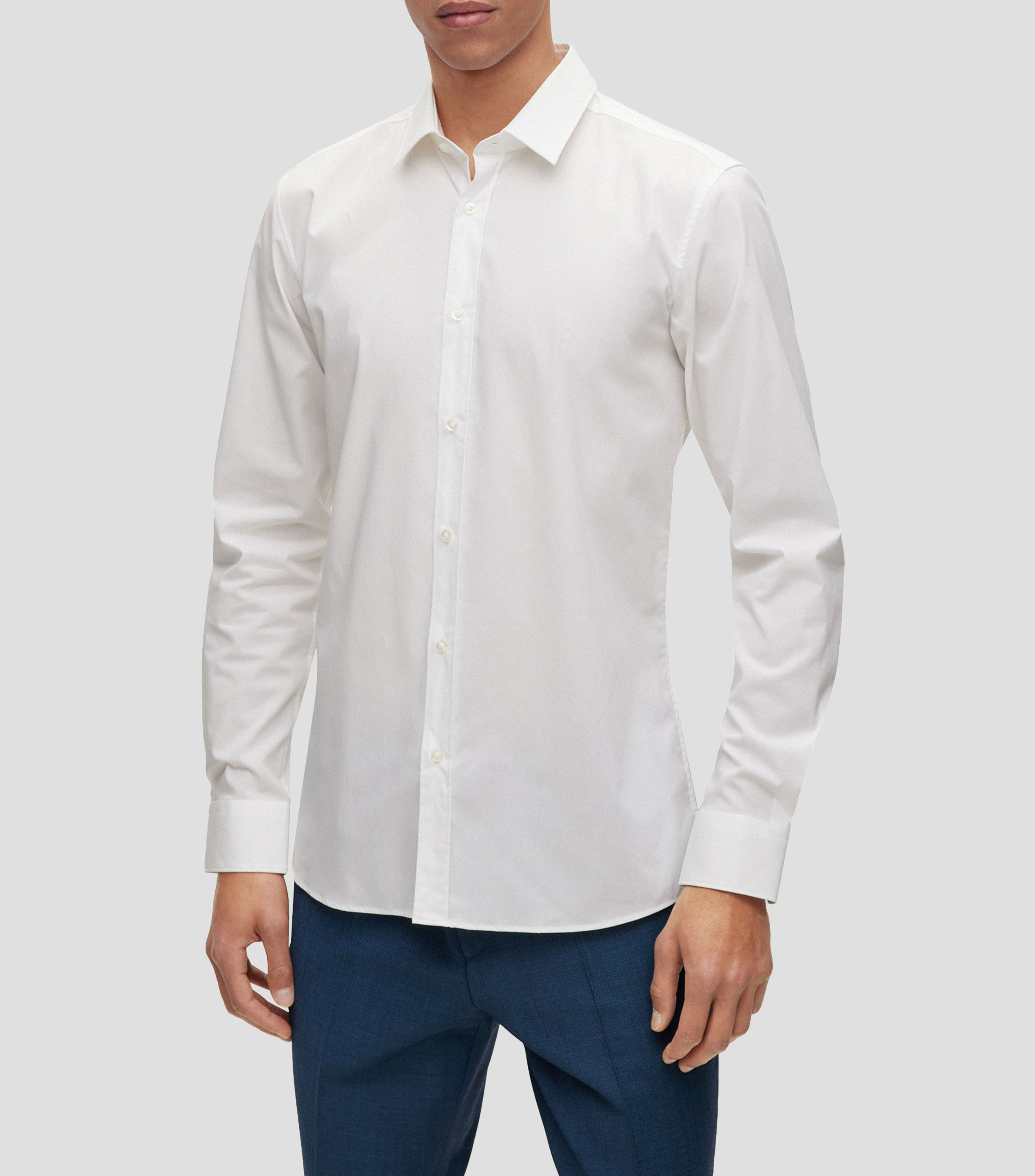 Camisa Extra Slim fit en Popelín de Algodón Elástico Hombre