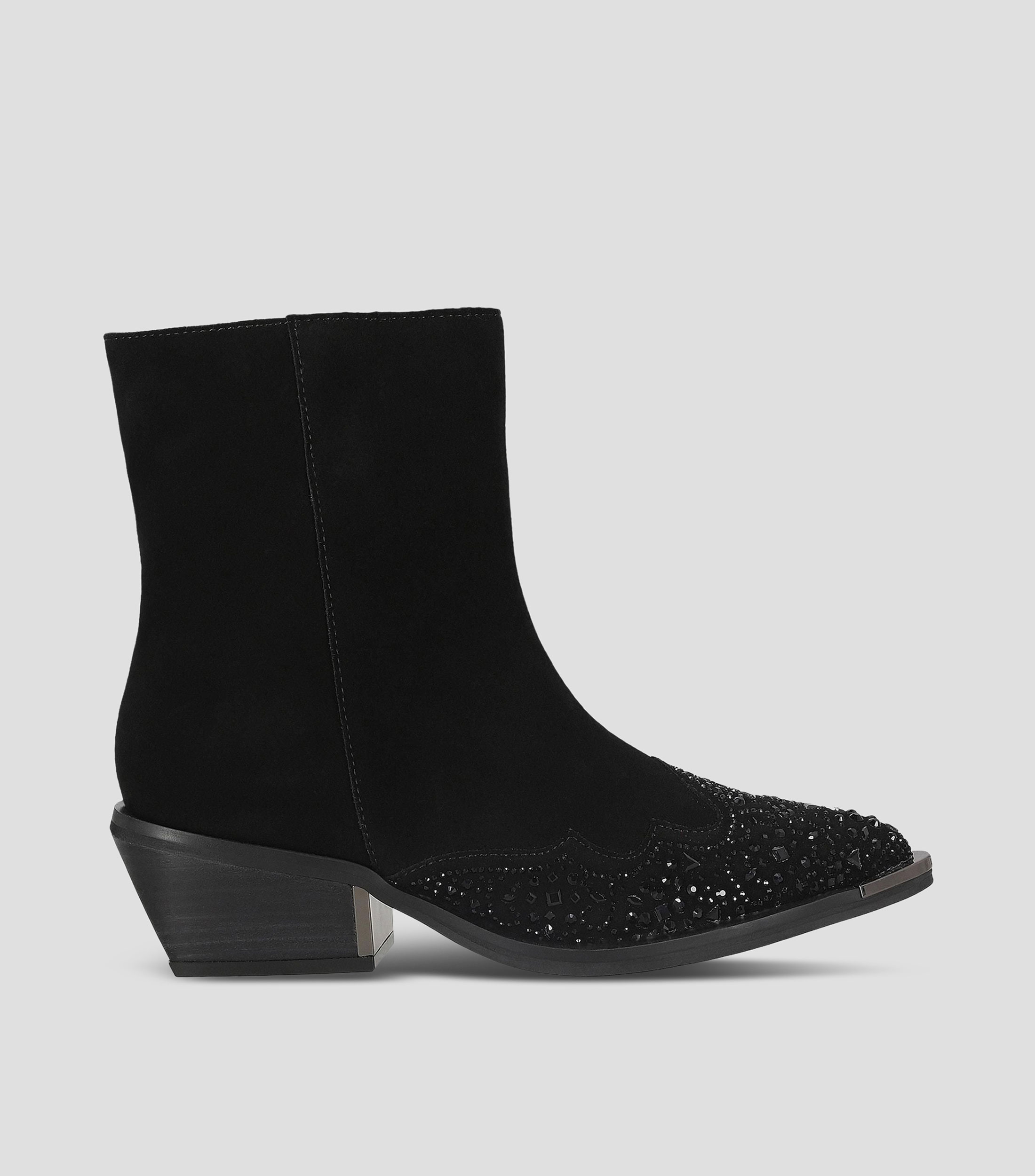 Botines de piel con tacón medio cuadrado Mujer