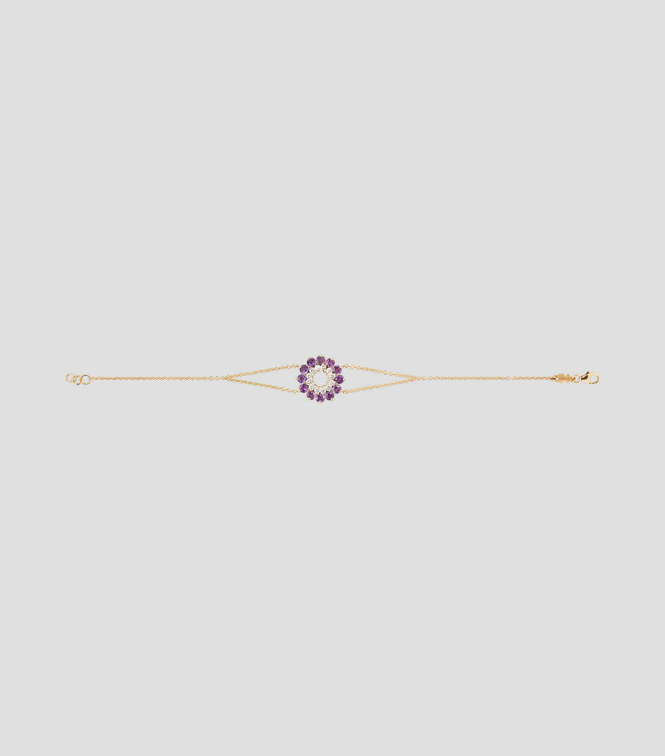 Pulsera en oro amarillo 18 kilates con amatistas y diamantes Mandala Mujer