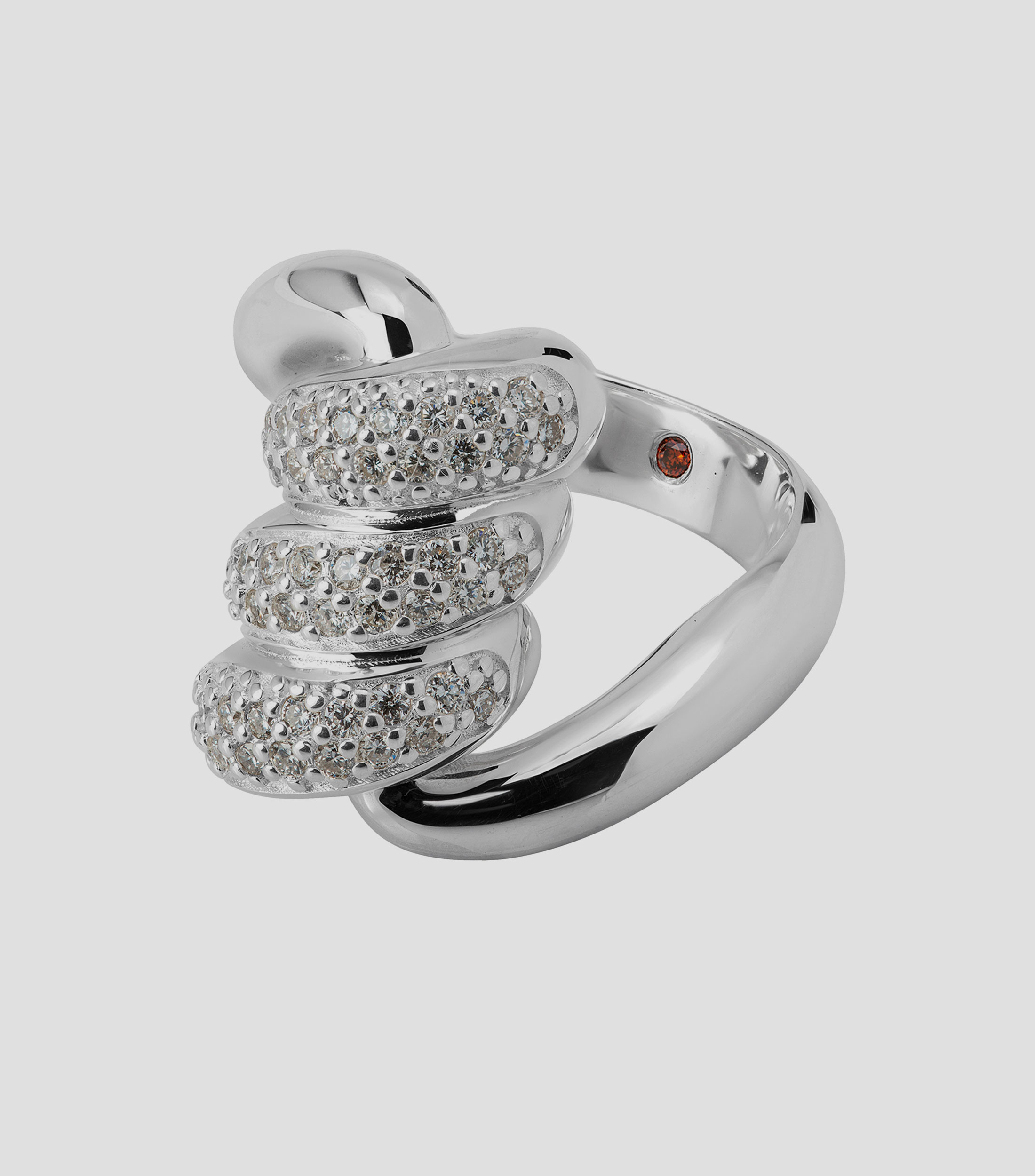 Anillo en Plata Lazos Torsal con Diamantes Mujer