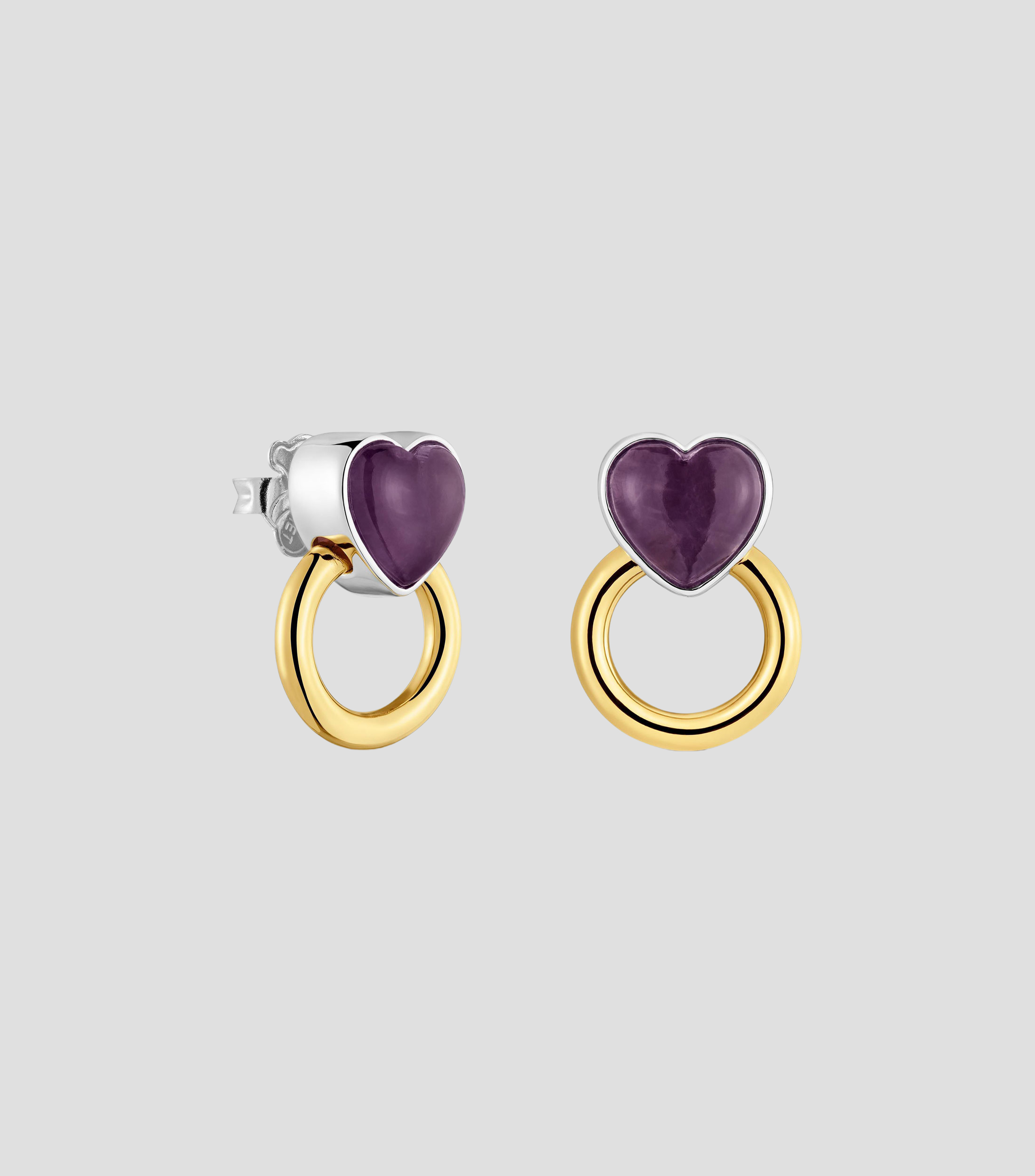 Aretes aro bicolor con amatista Tous Gem Power Mujer