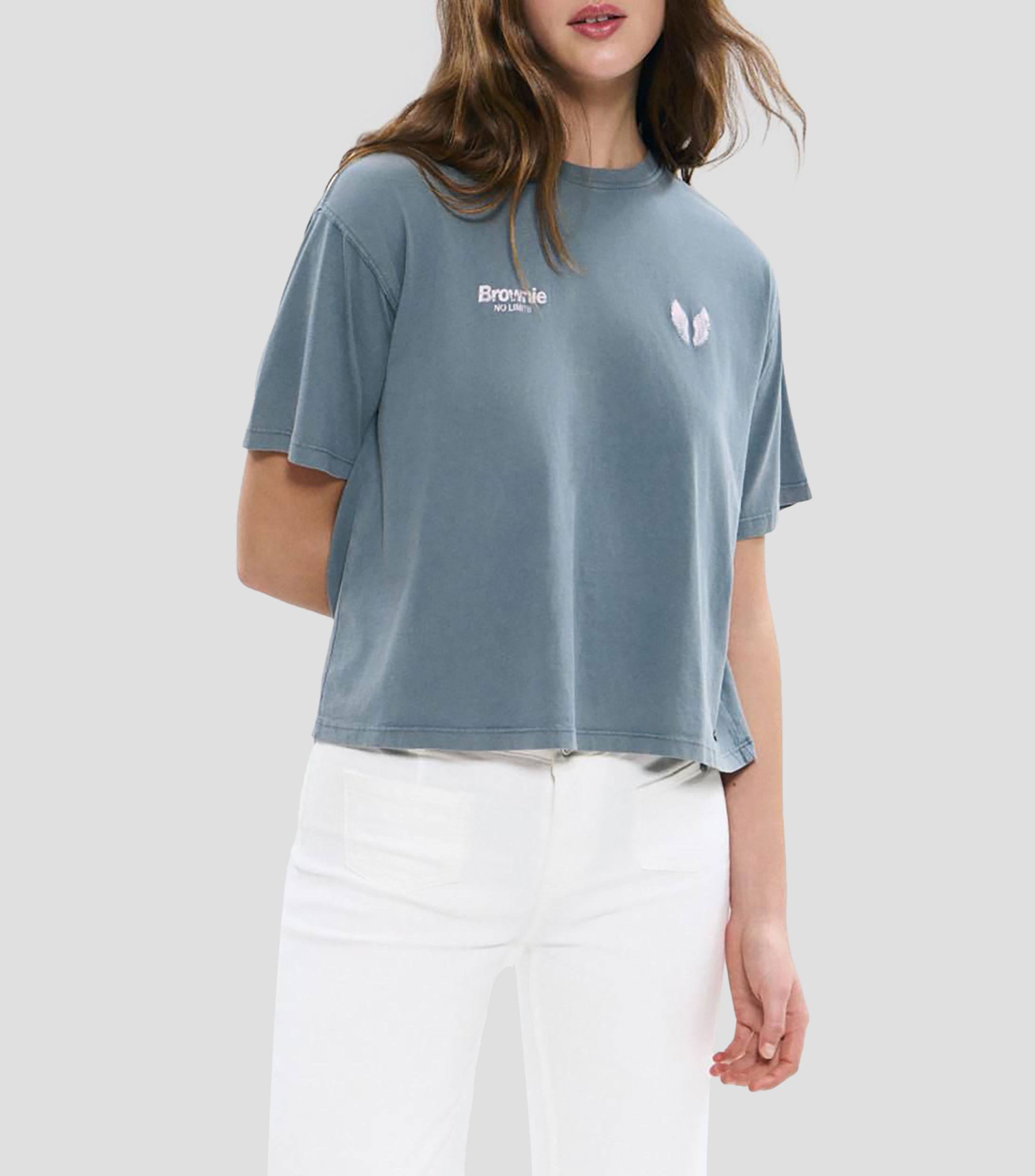 Playera cuello redondo manga corta estampada Mujer