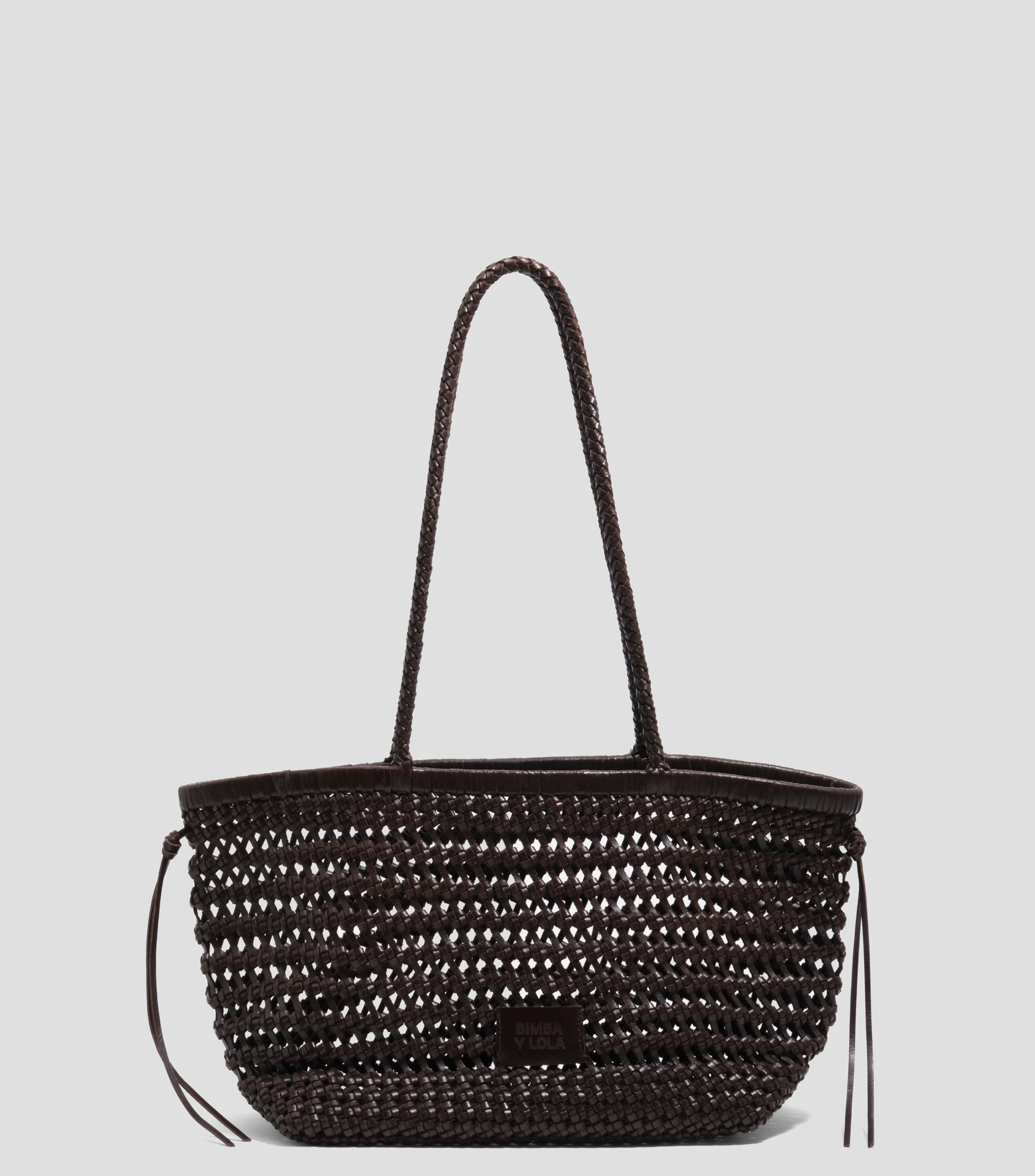 Bolsa shopper grande trenzado piel marrón oscuro Mujer