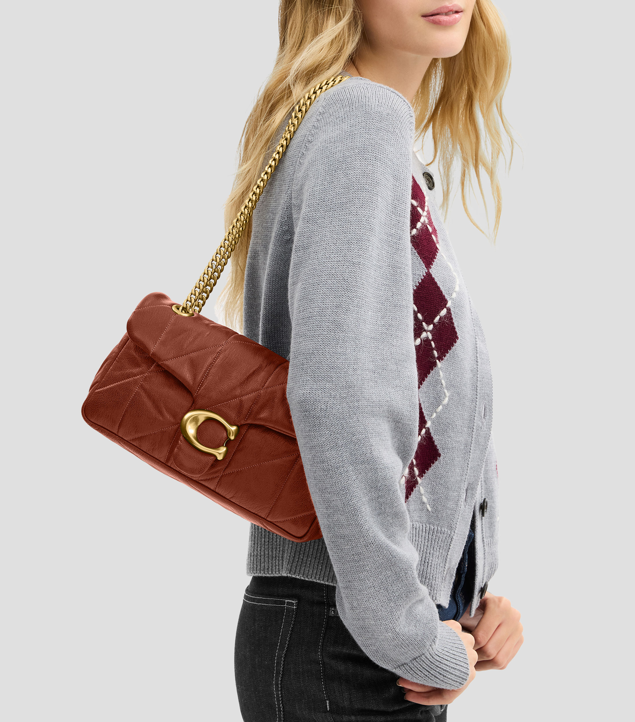 Bolsa Shoulder Marrón en piel Tabby 26 QLT Lisa Mujer