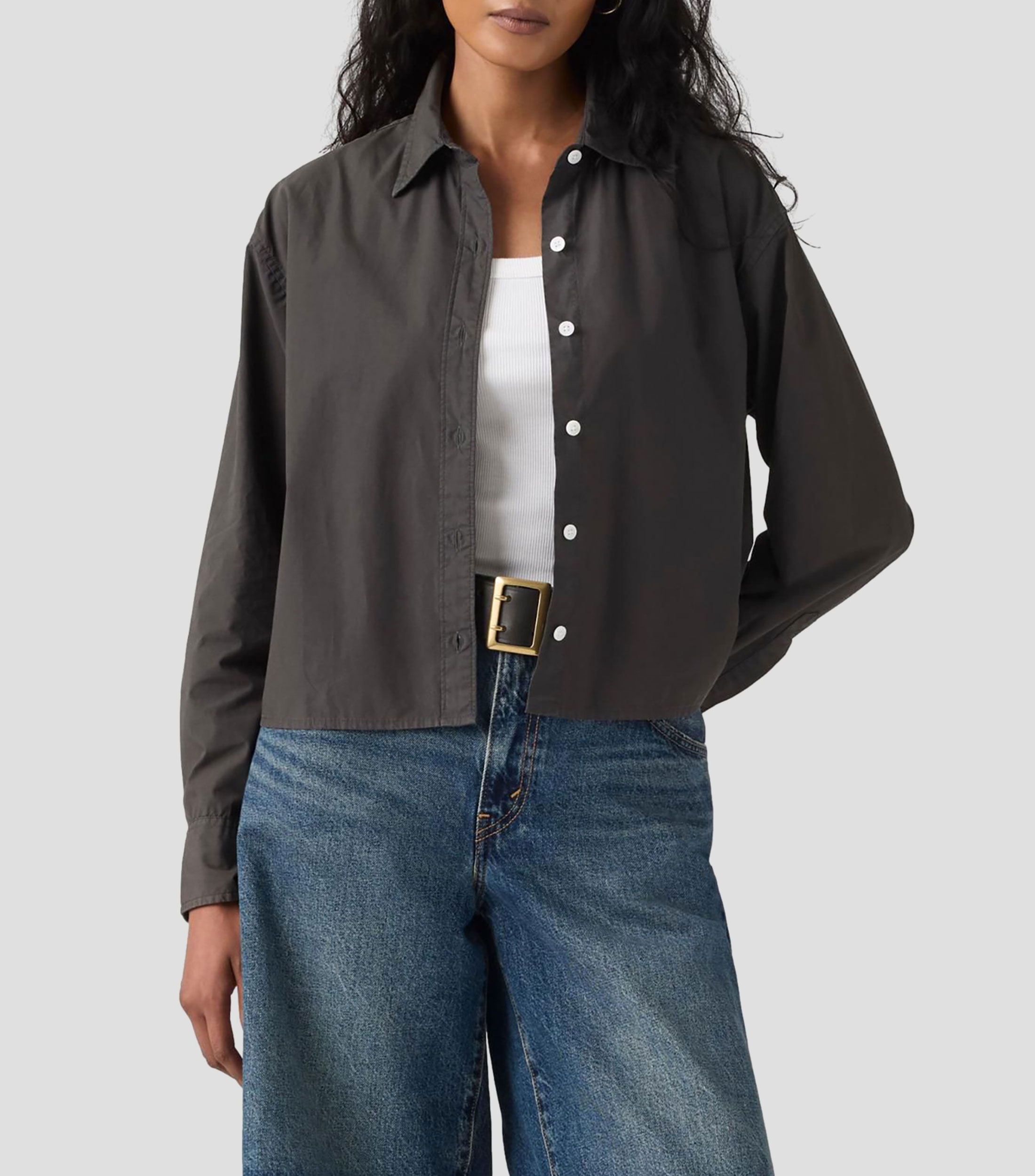 Camisa lisa con manga larga Mujer