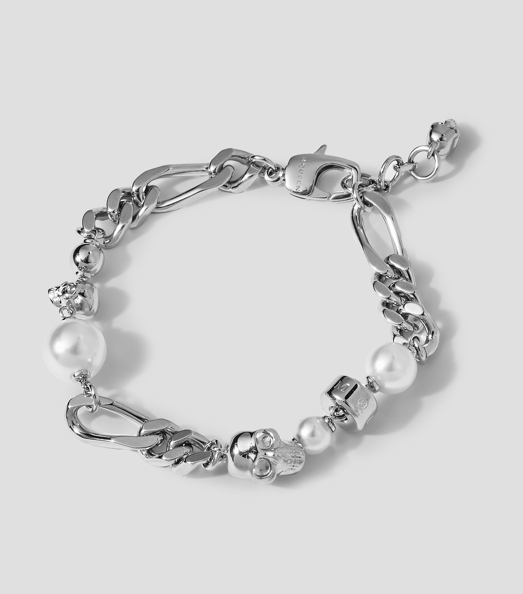 Brazalete de calavera con perla Hombre
