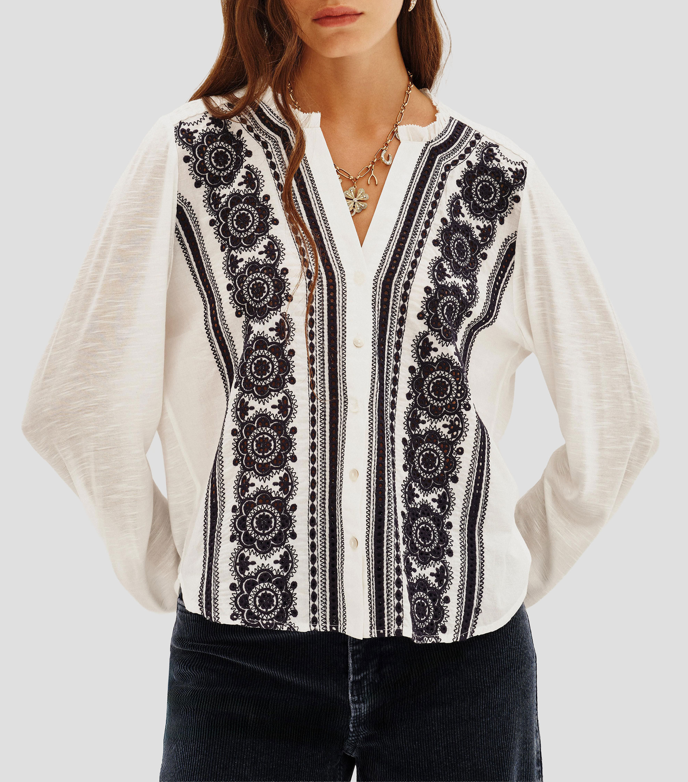 Blusa microdiseño manga larga Mujer
