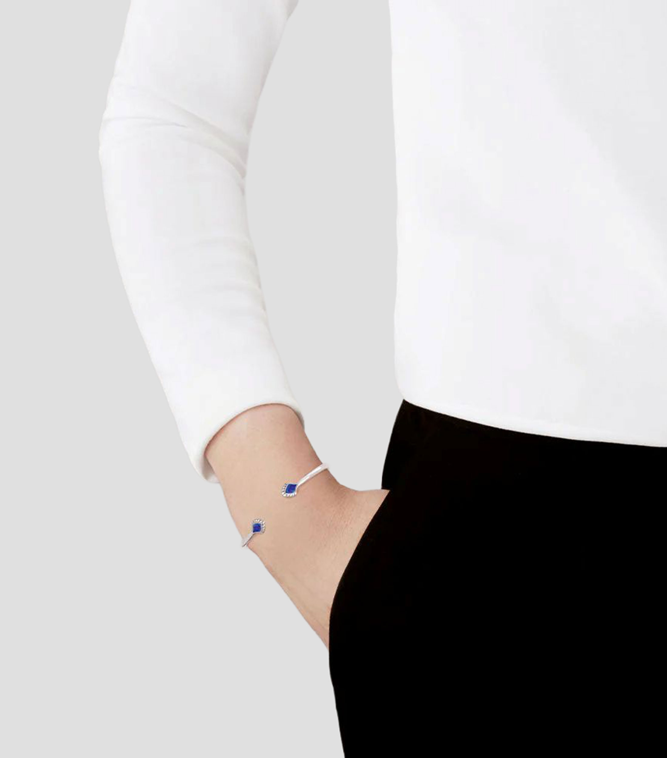 Pulsera flexible en plata con cristales Paon Large Mujer
