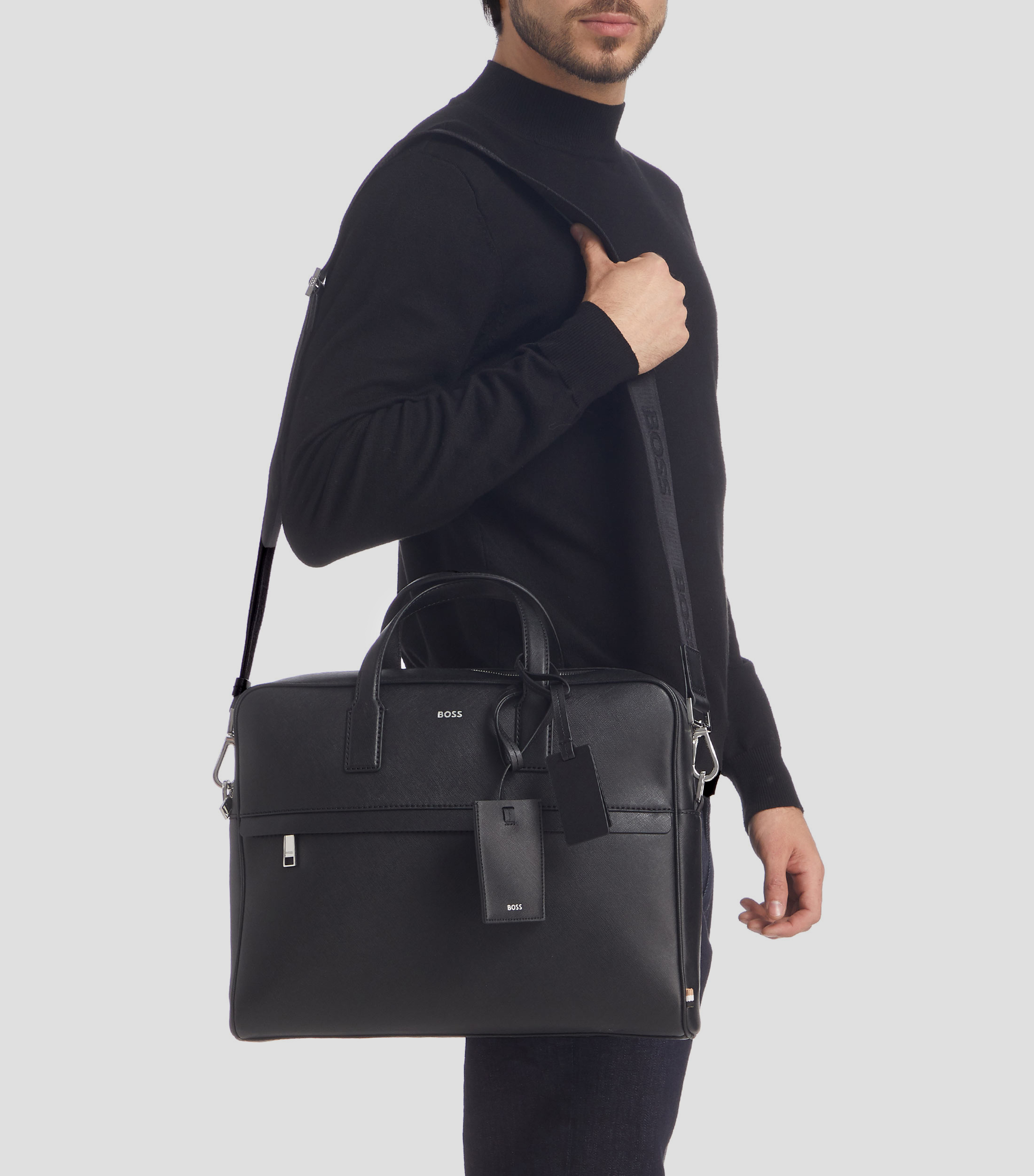 Portafolio en piel negra Zair Hombre