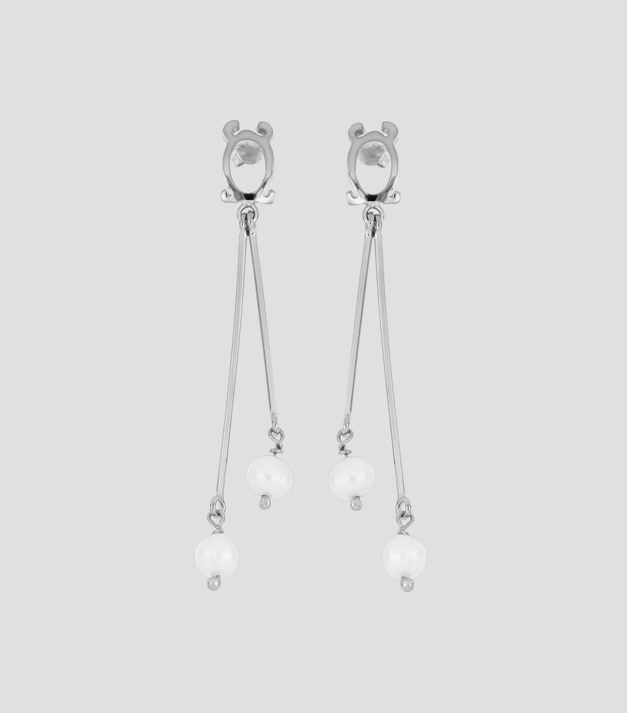 Aretes en plata con perlas Mujer
