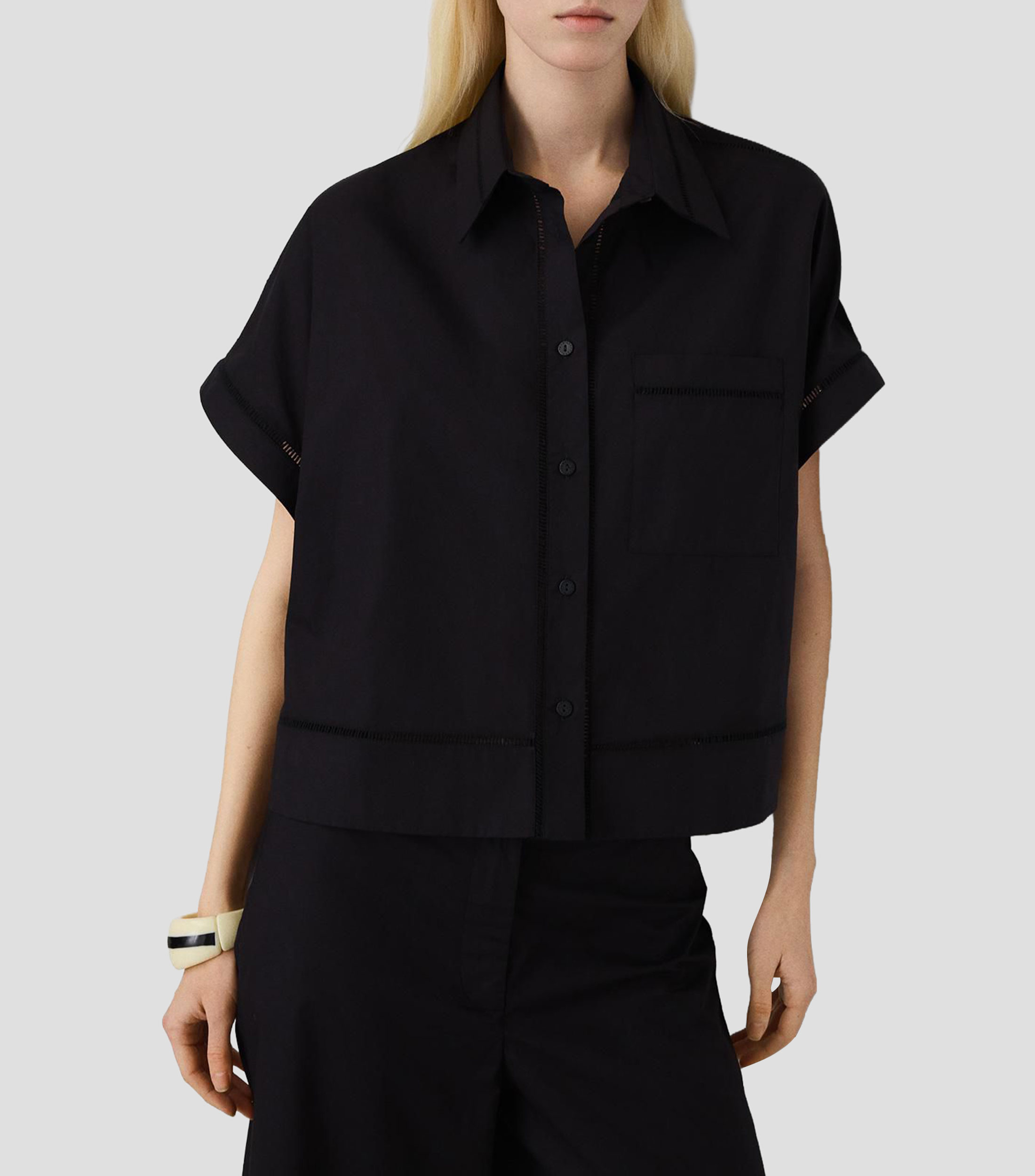 Camisa lisa con manga corta Mujer