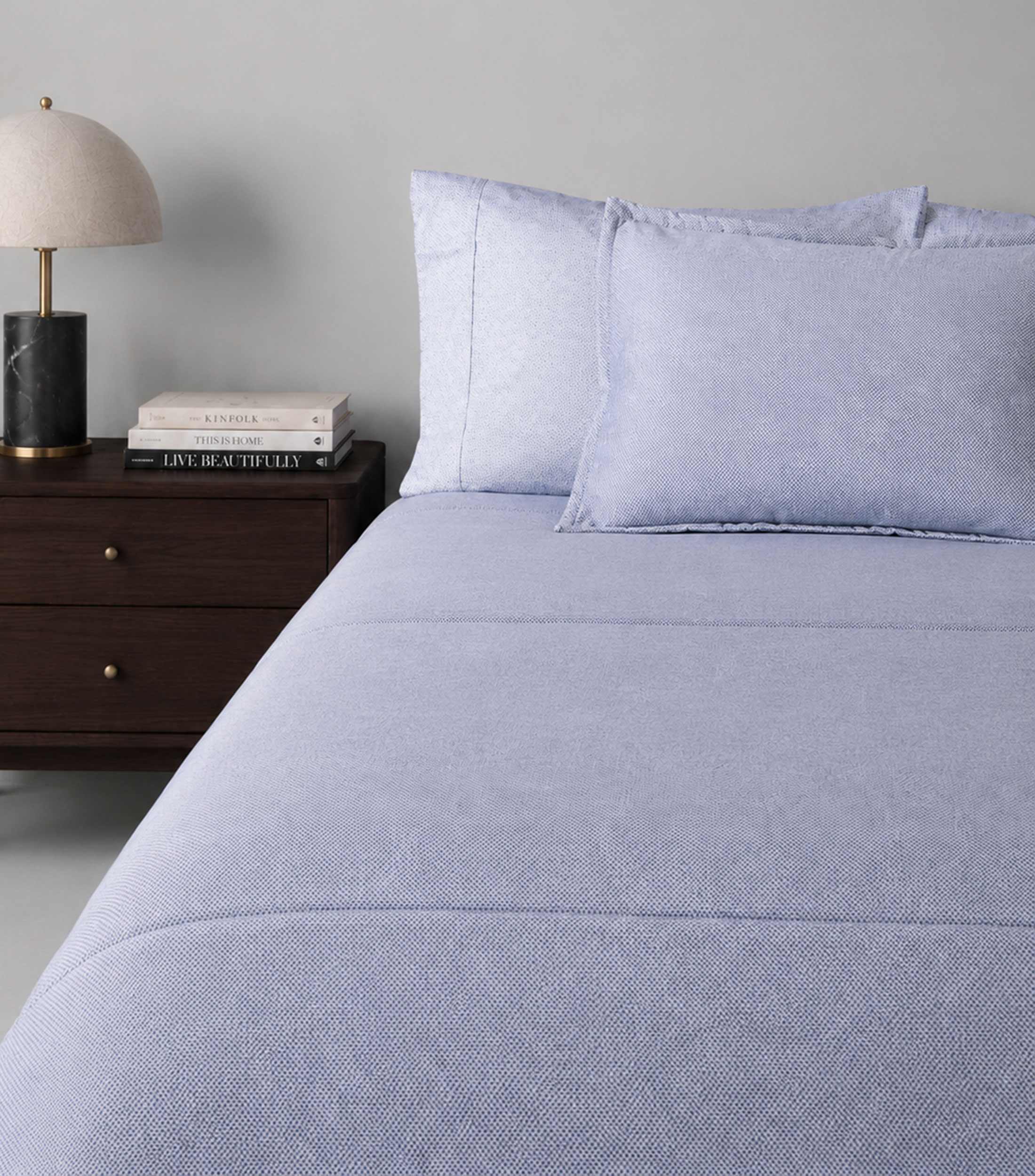 Edredón matrimonial/queen size en algodón Split azul