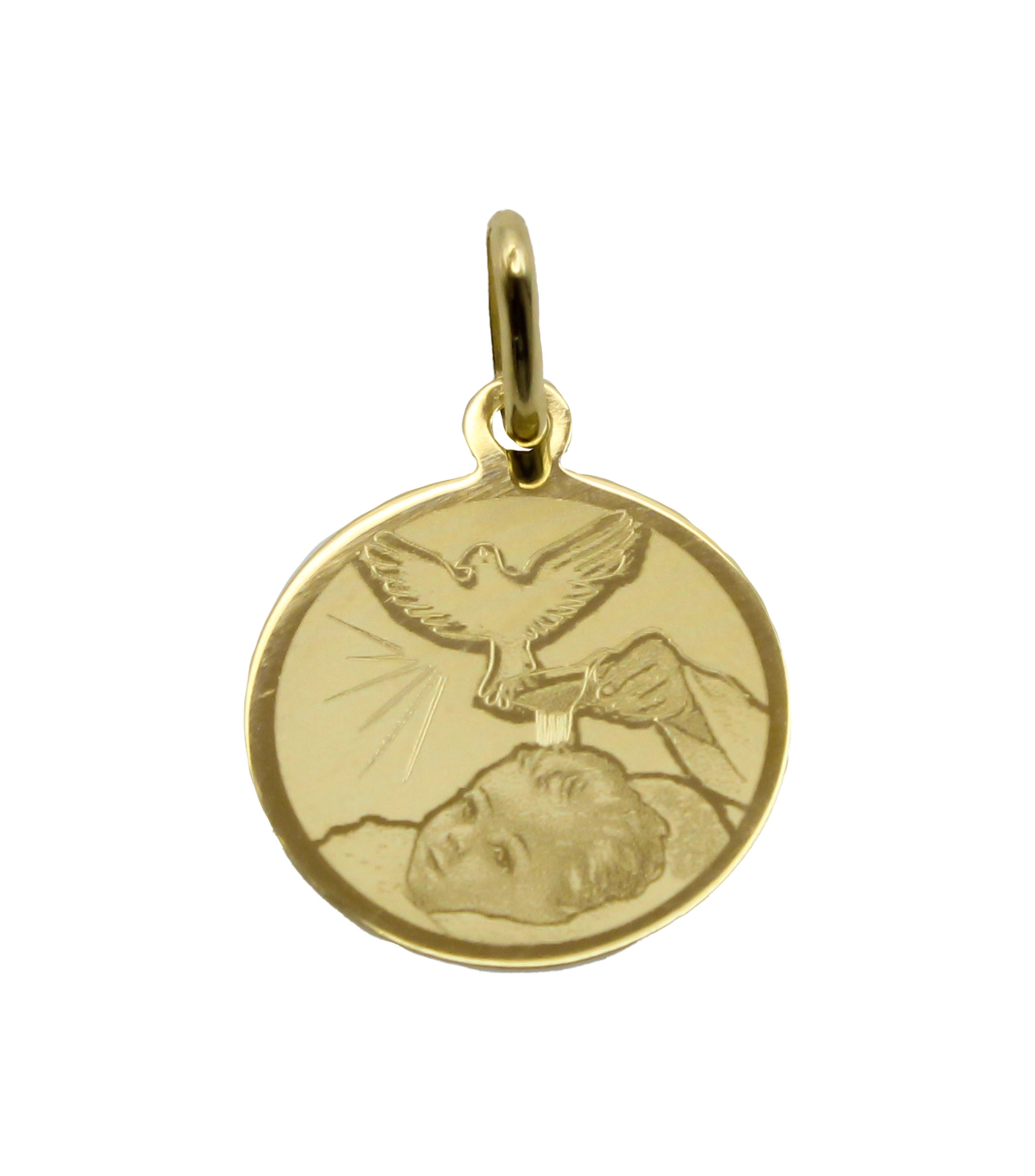 Medalla de Bautizo en Oro de 14 Kilates Mujer