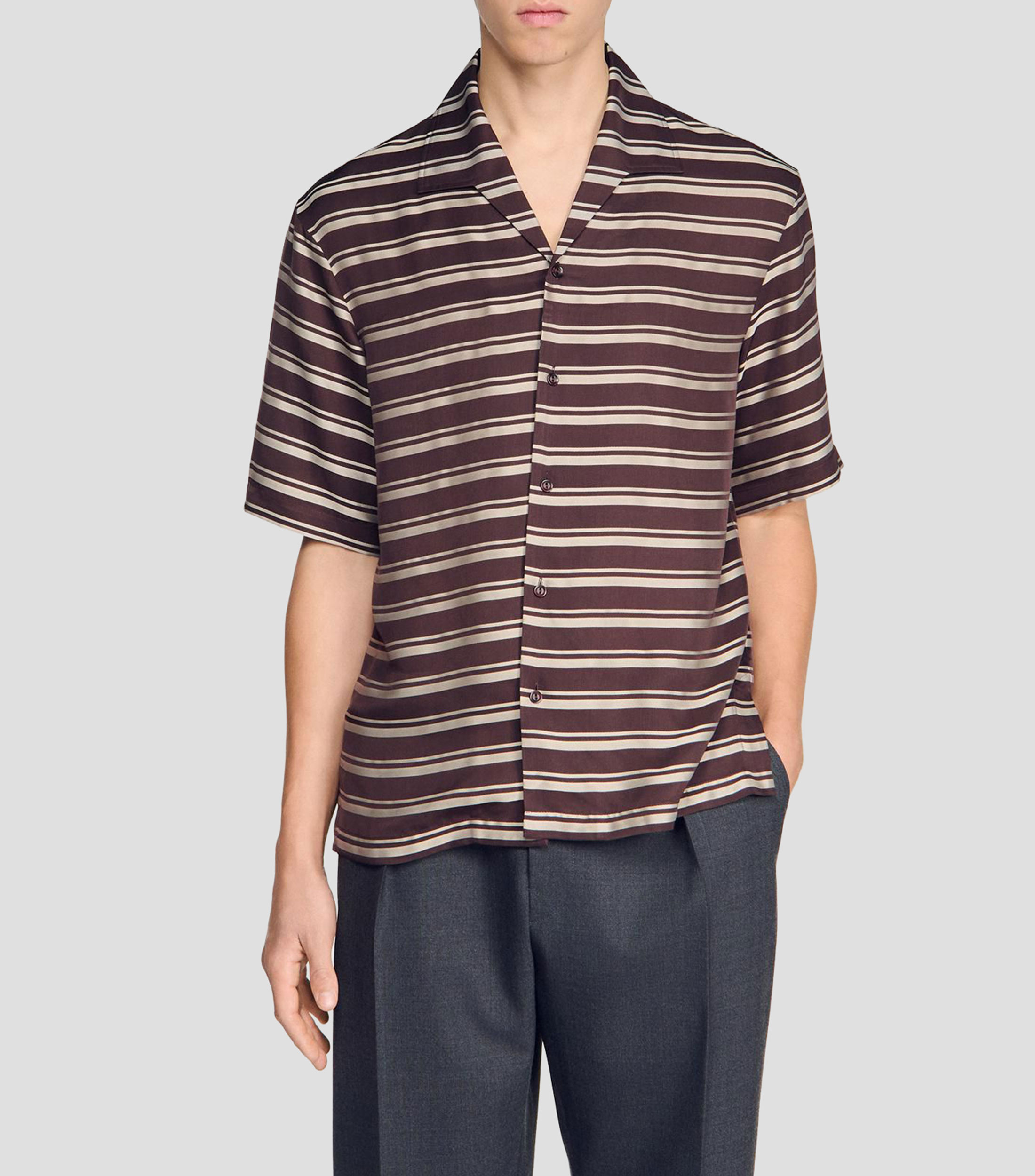 Camisa de rayas manga corta Hombre