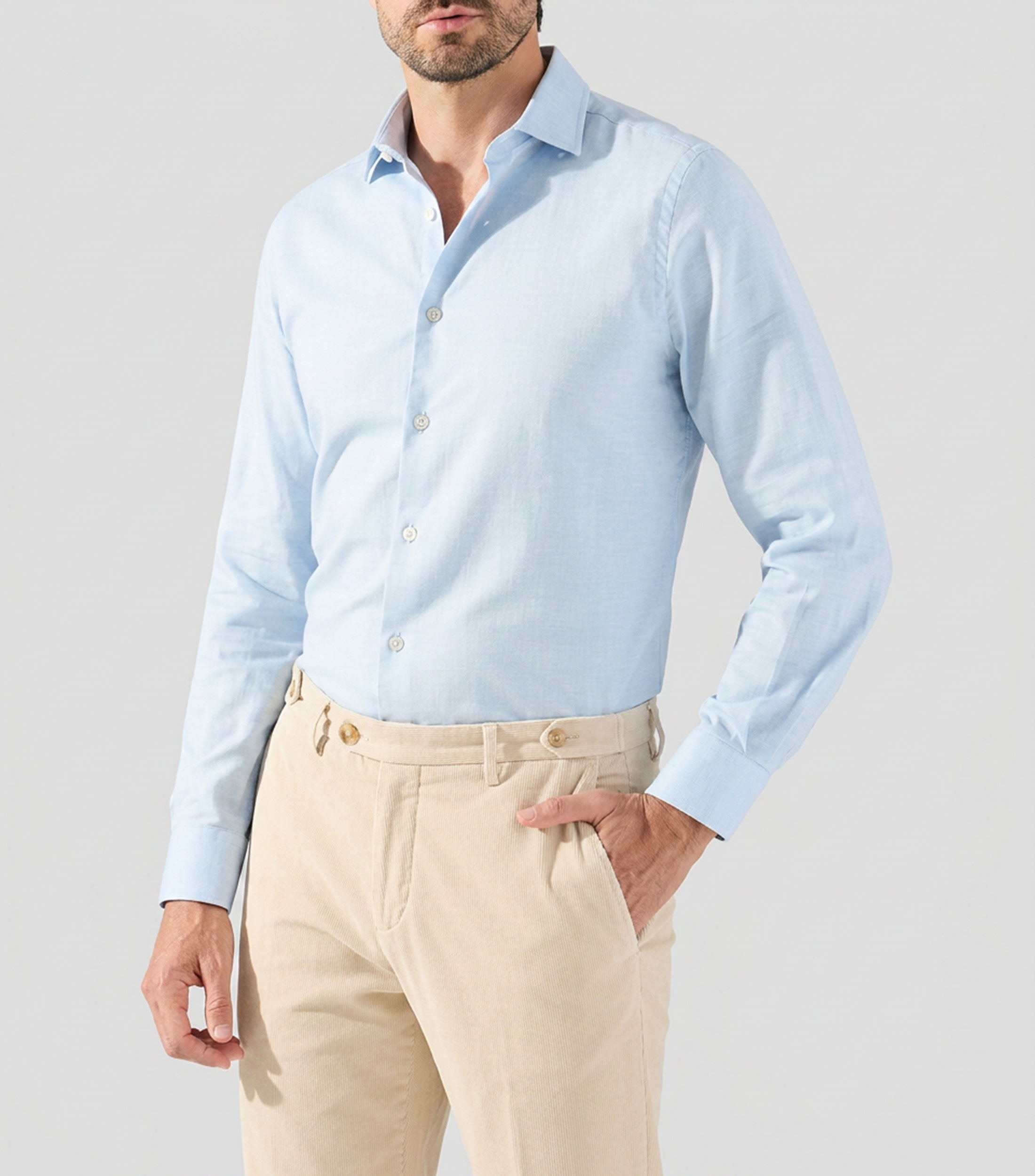 Camisa jaspeada manga larga Hombre