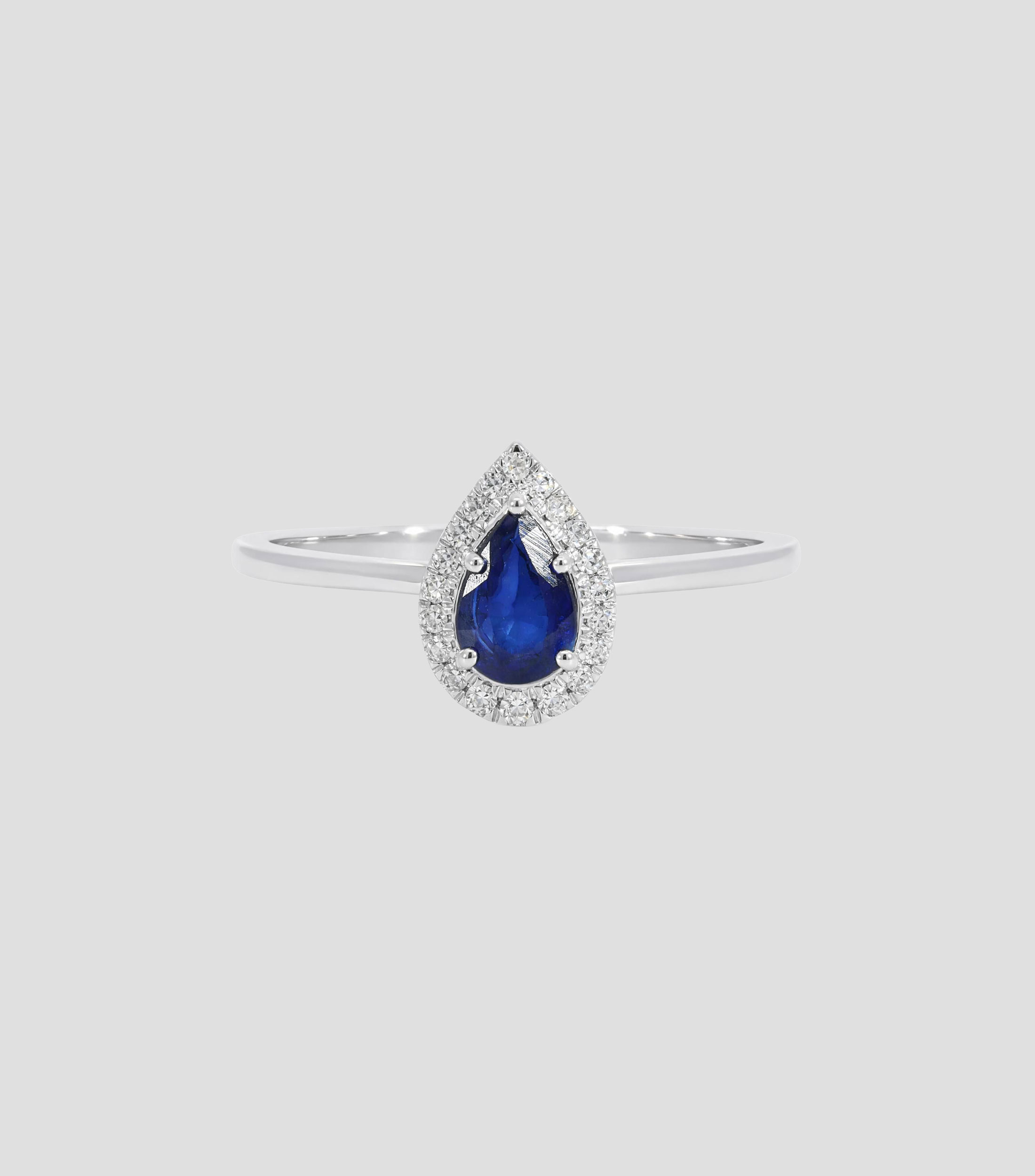 Anillo en Oro blanco de 14 Kilates zafiro y diamantes Mujer