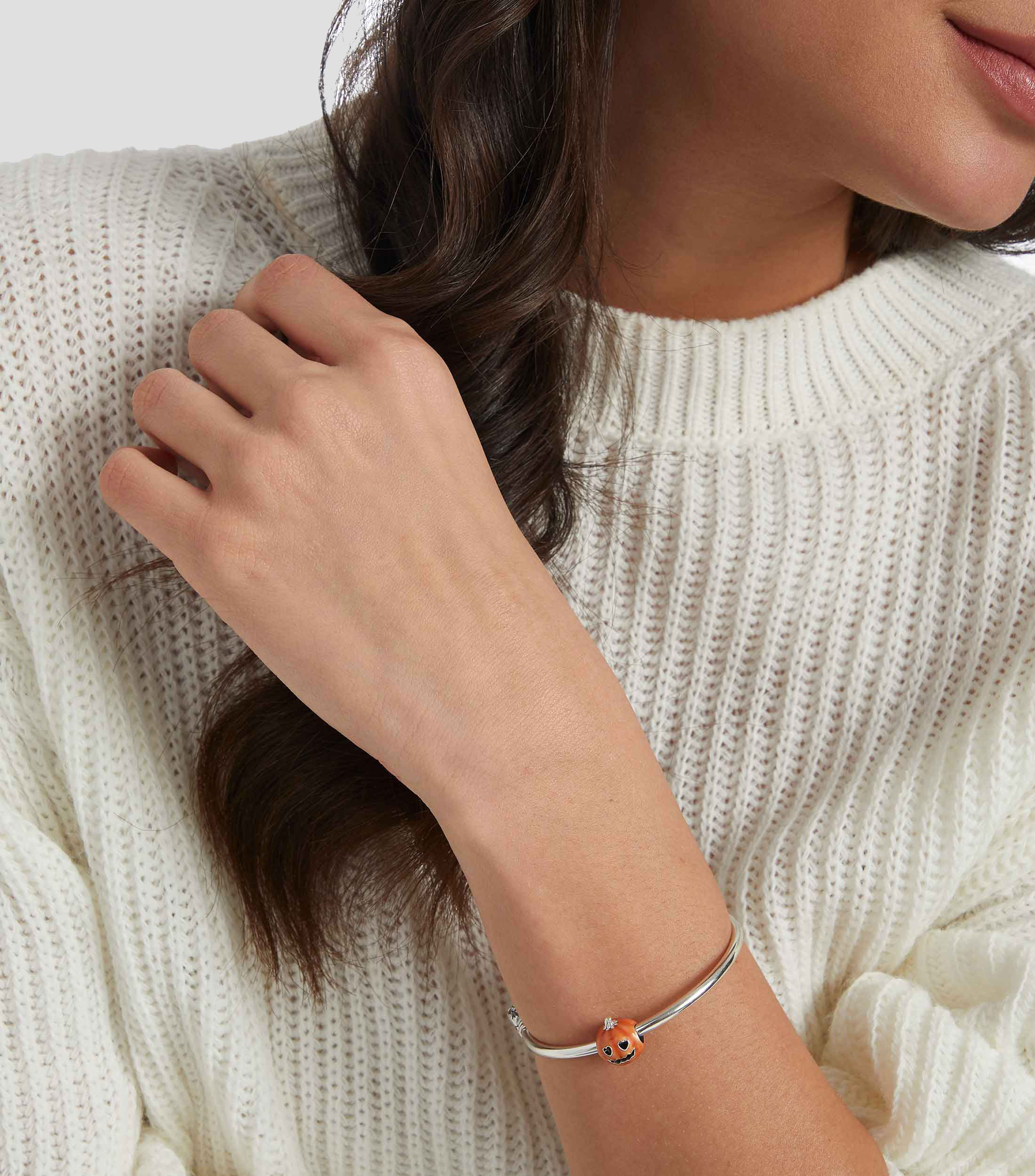 Charm en plata .925 Calabaza Espeluznante que brilla en la oscuridad Mujer
