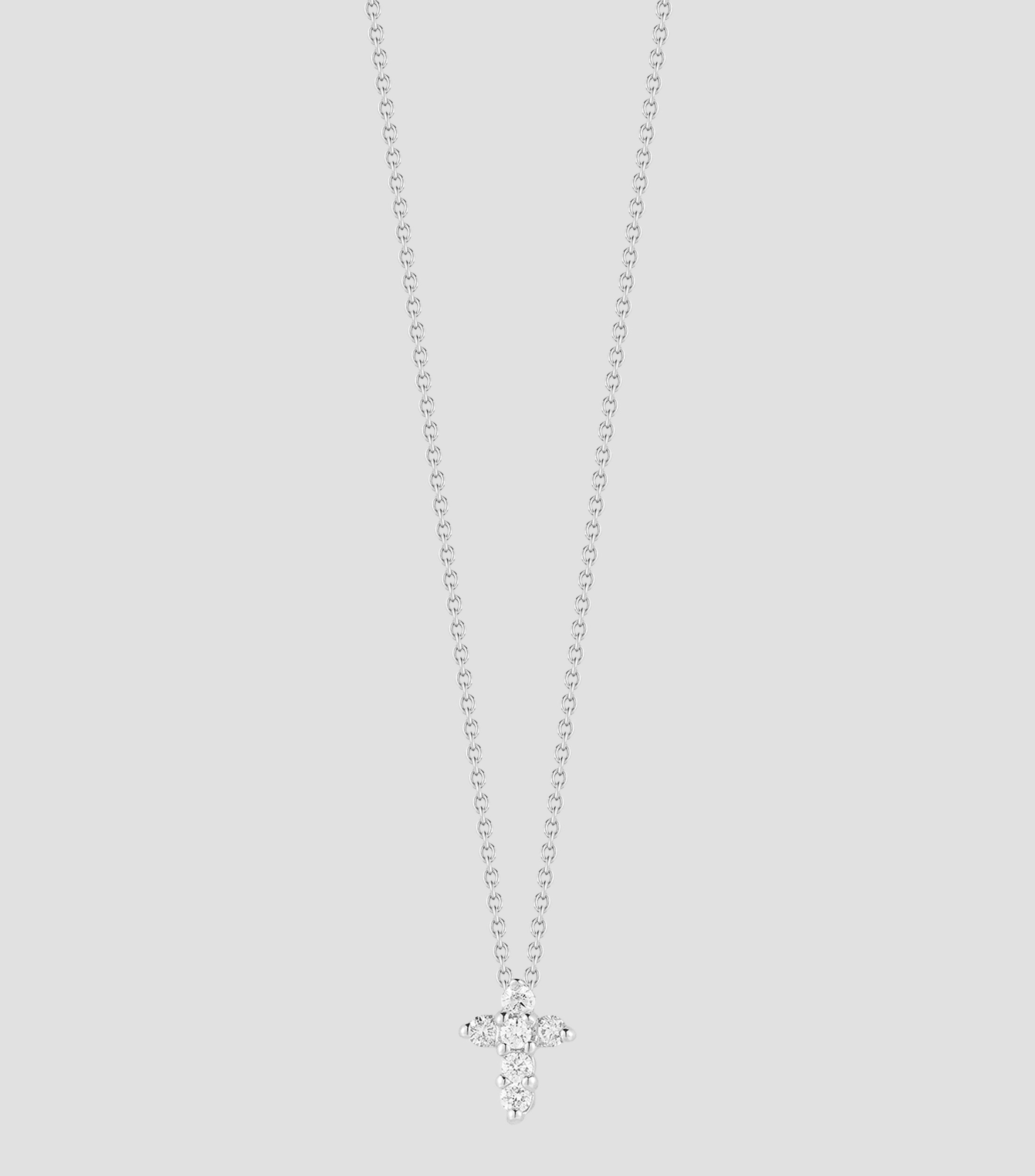 Collar cruz en oro blanco de 18 kilates con diamantes Mujer
