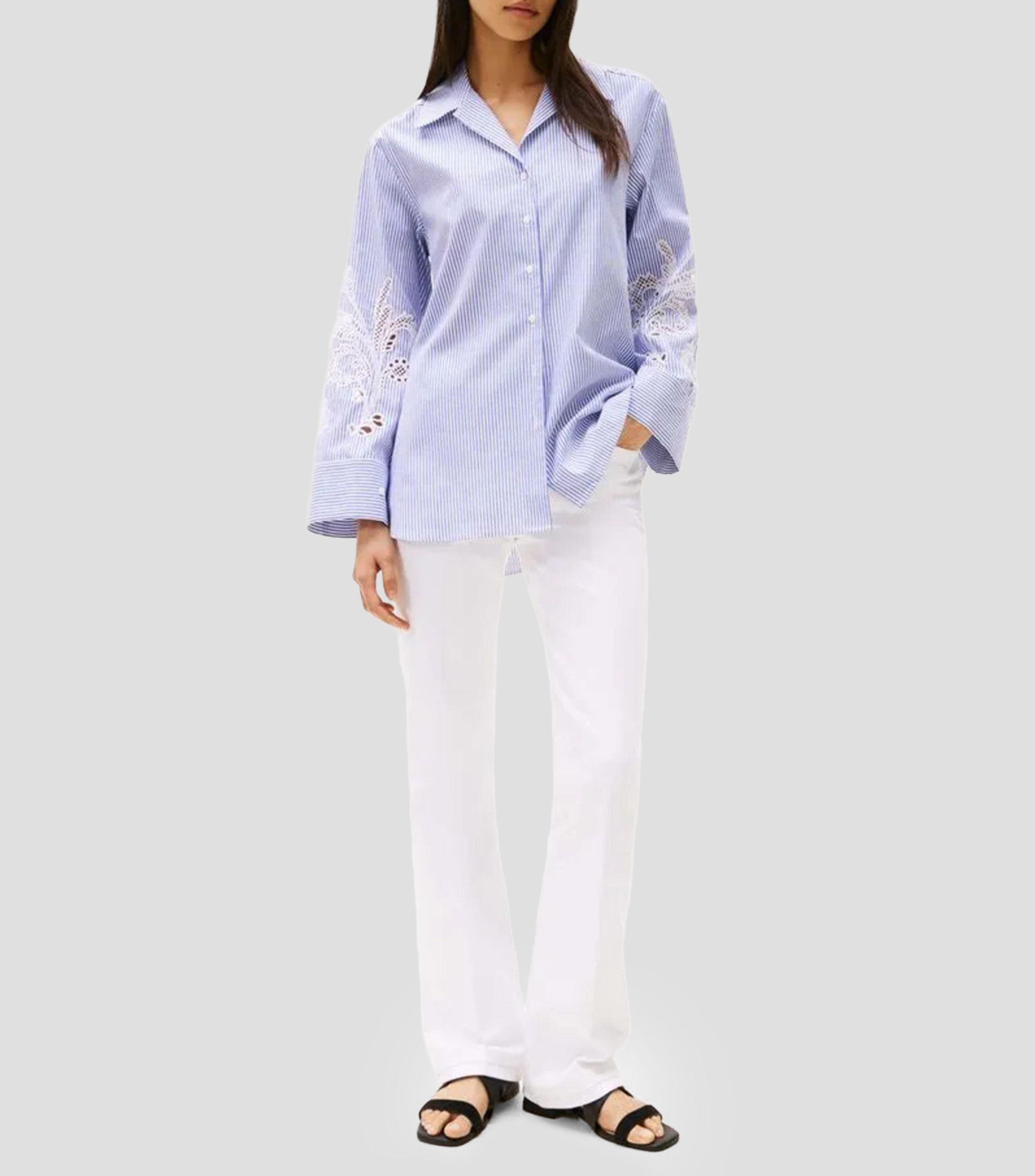 Camisa rayas manga larga Mujer
