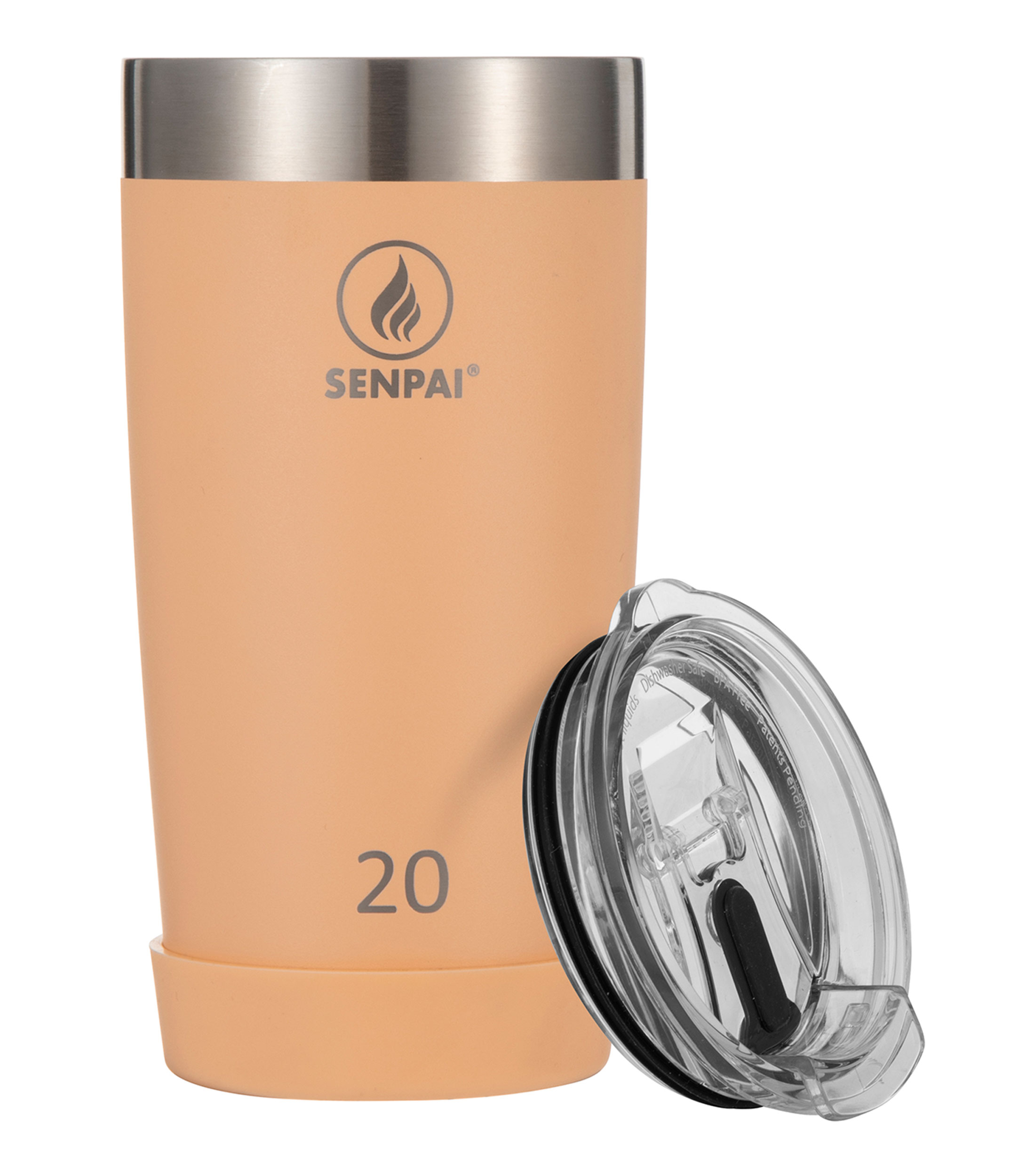 Vaso con tapa durazno 600 ml