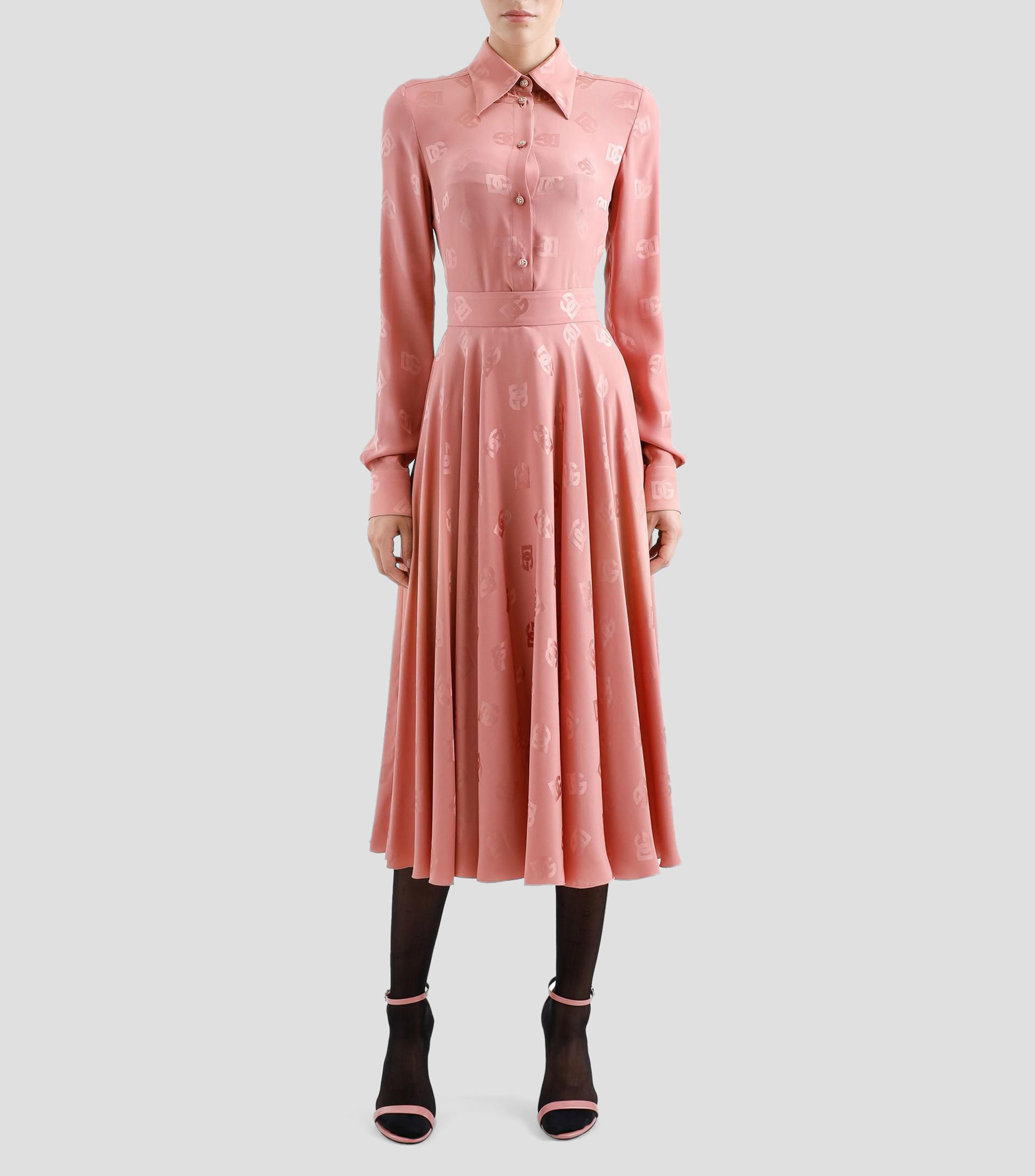 Falda midi de corte recto con monogram Mujer