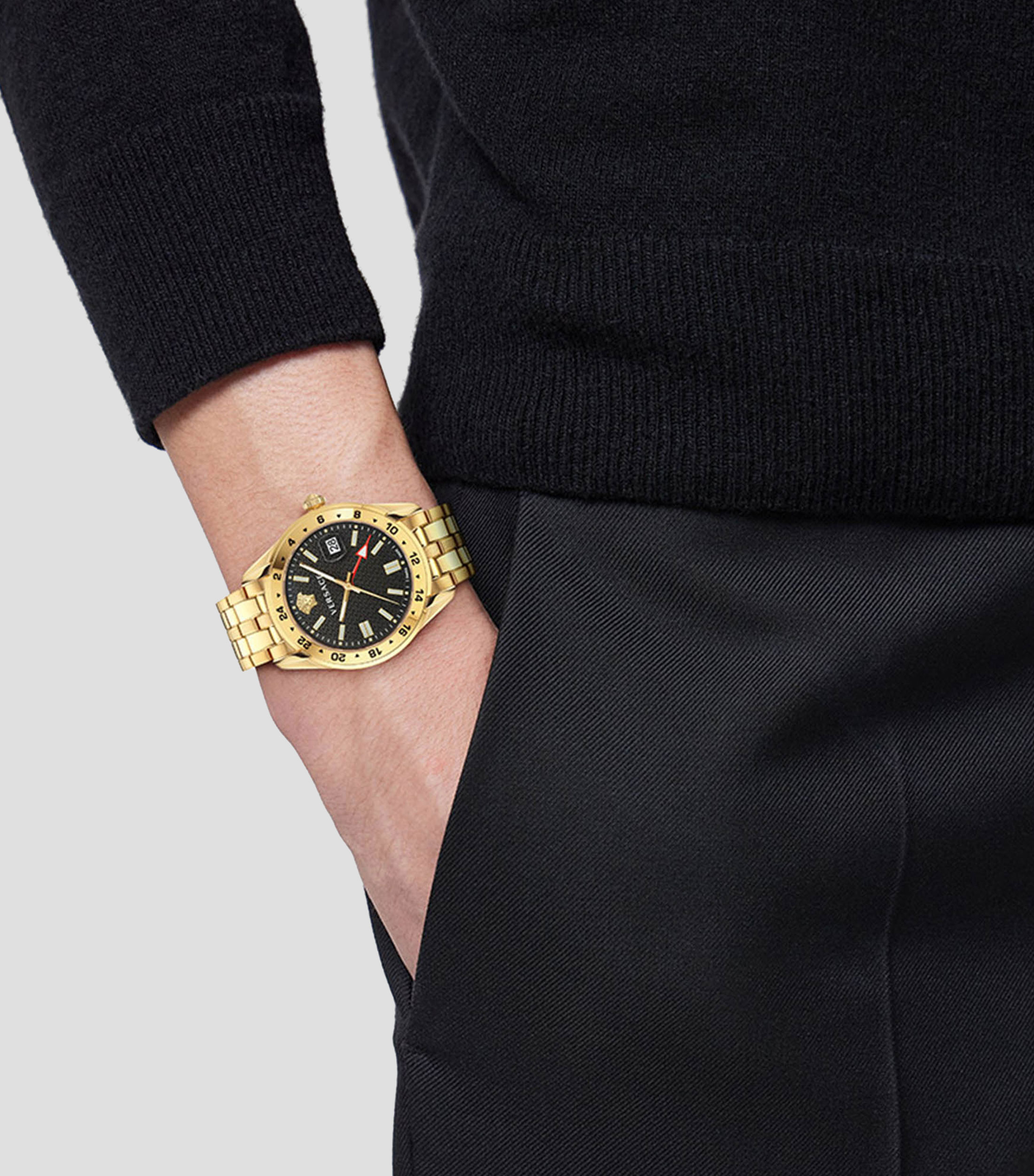 Reloj para Hombre Greca Time Gmt de vestir, Dorado