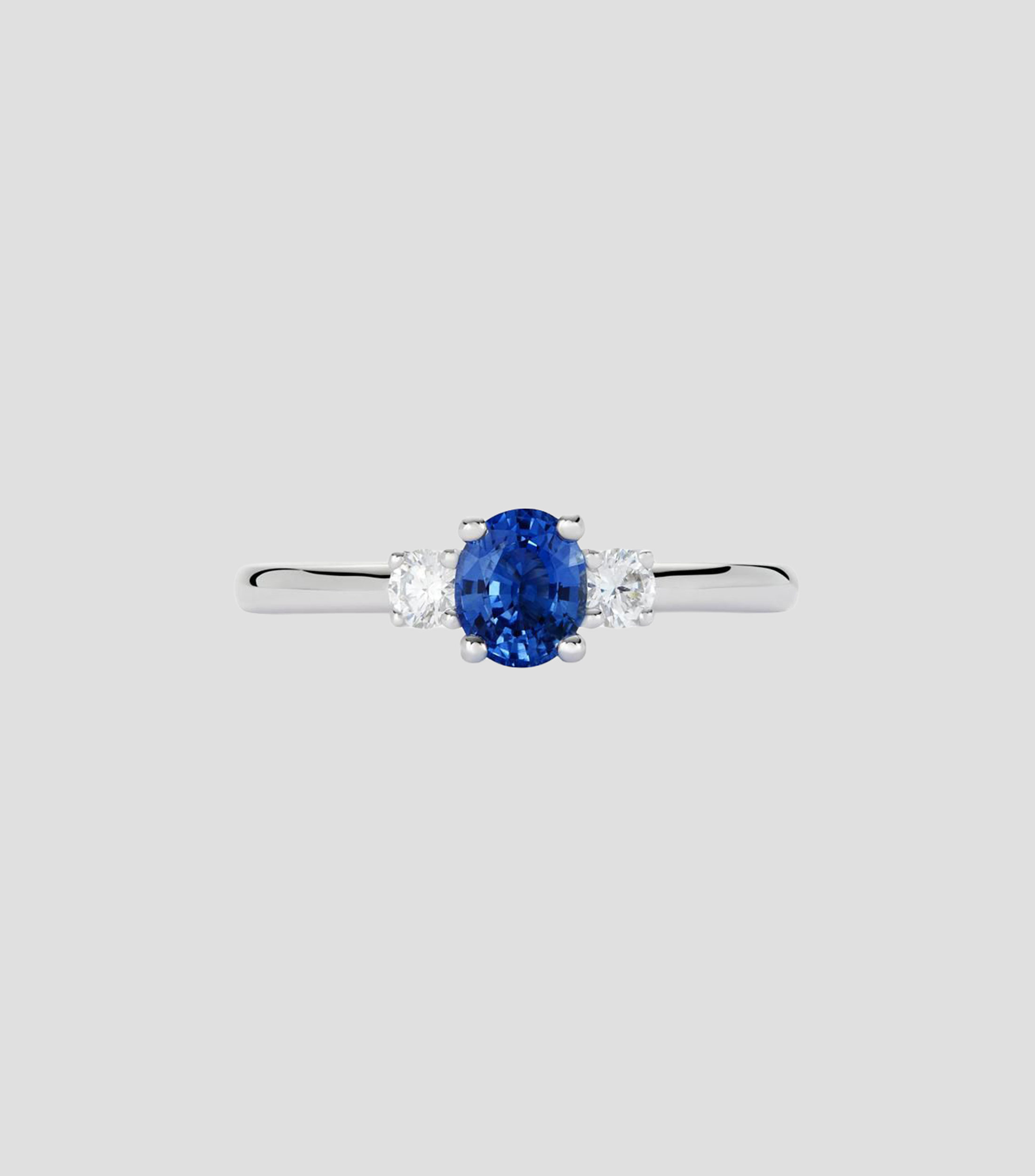 Anillo en oro blanco de 18 kilates Big Three con zafiro y diamantes Mujer