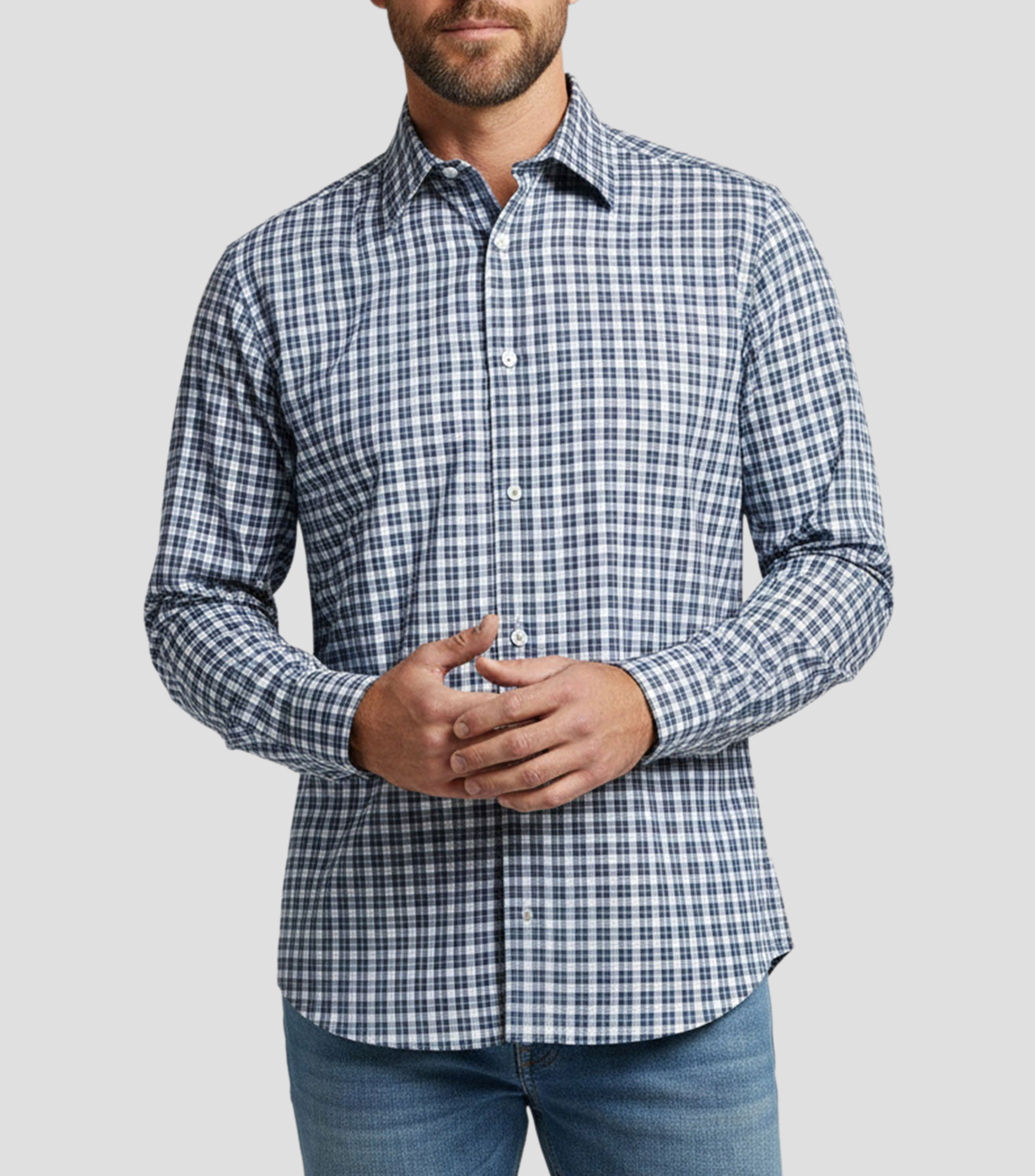 Camisa cuadros manga larga Hombre