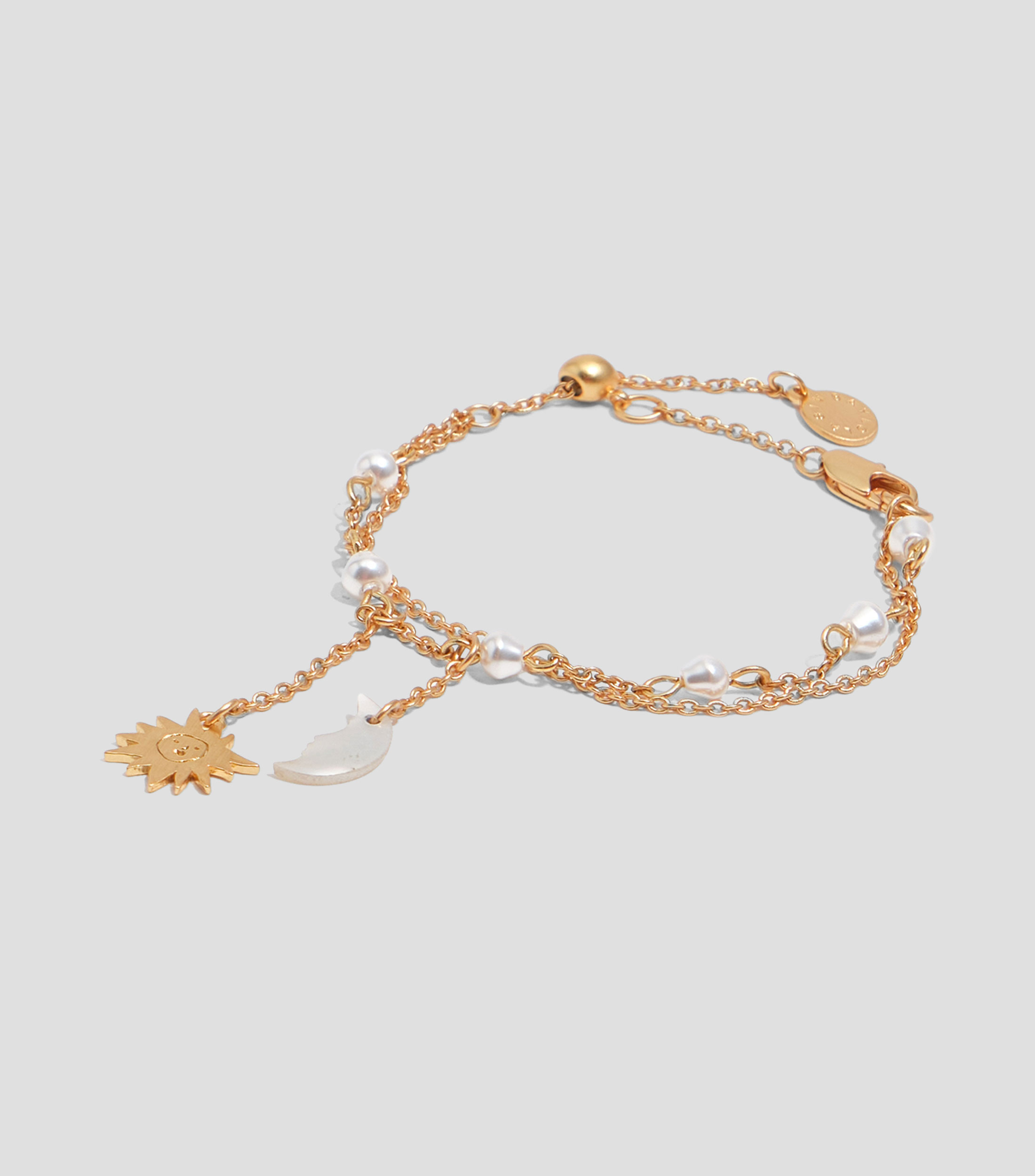 Pulsera cadenas sol y luna nácar Mujer