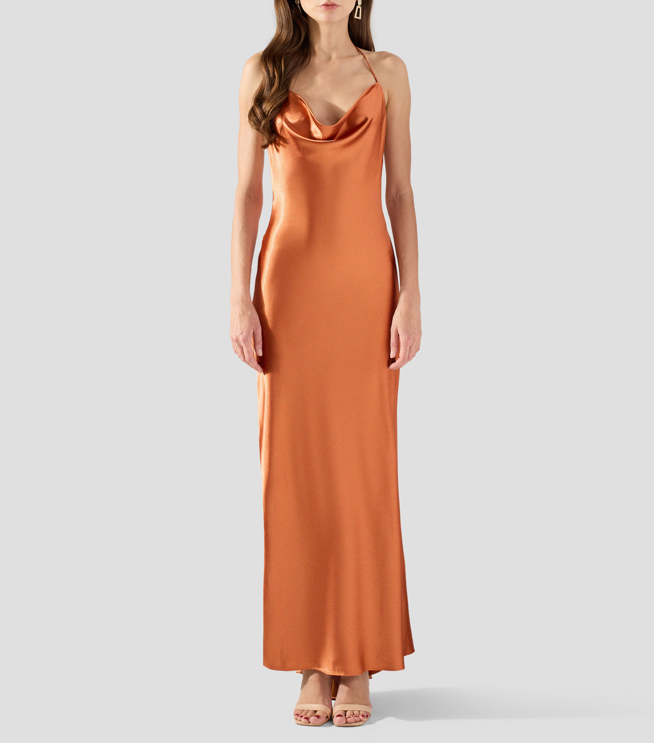 Vestido largo liso Mujer